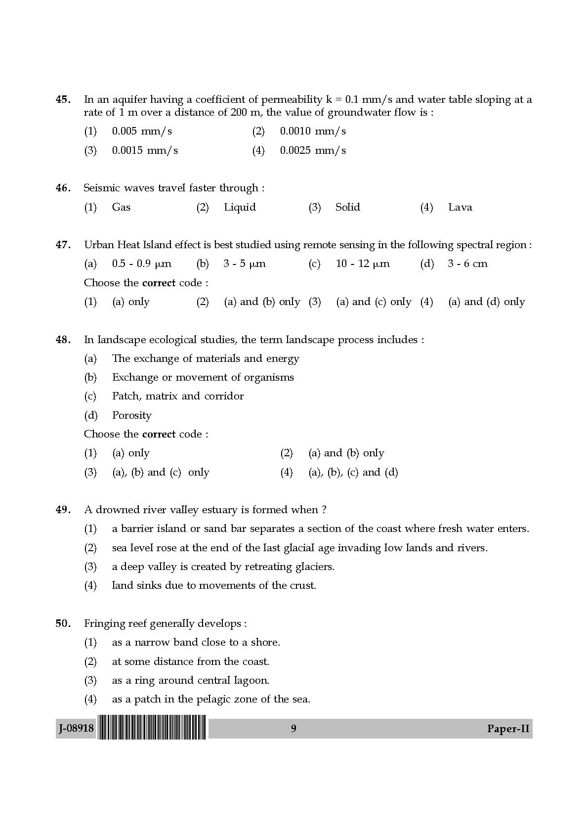 Environmental Sciences Question Paper II July 2018-UGC NET Previous ...