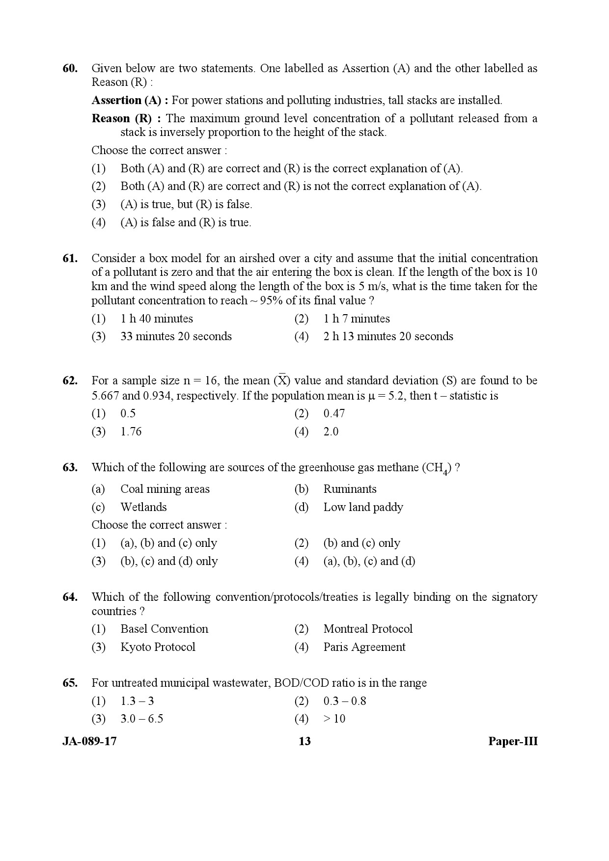 Environmental Sciences Question Paper III January 2017-UGC NET Previous ...