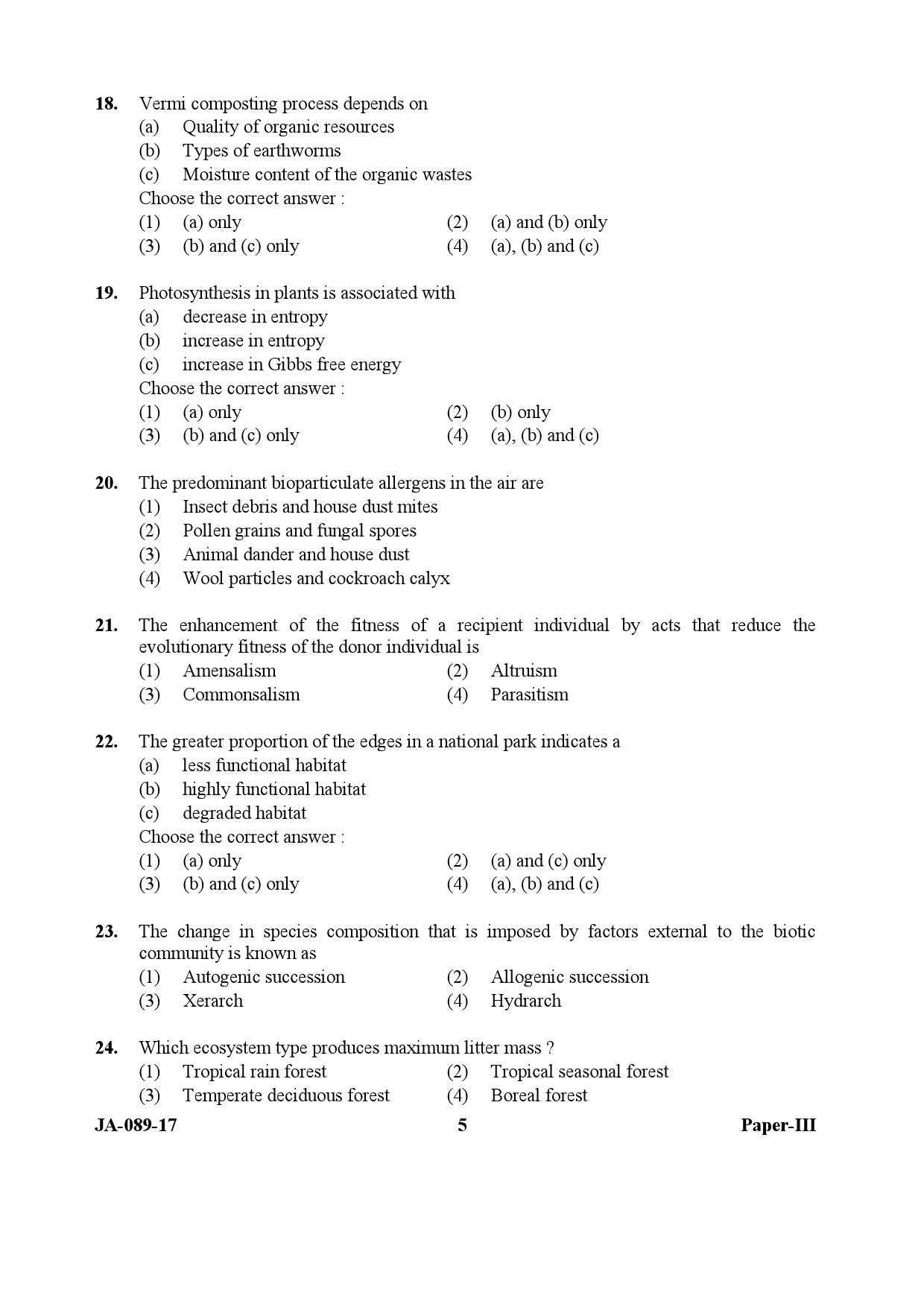 Environmental Sciences Question Paper III January 2017 5