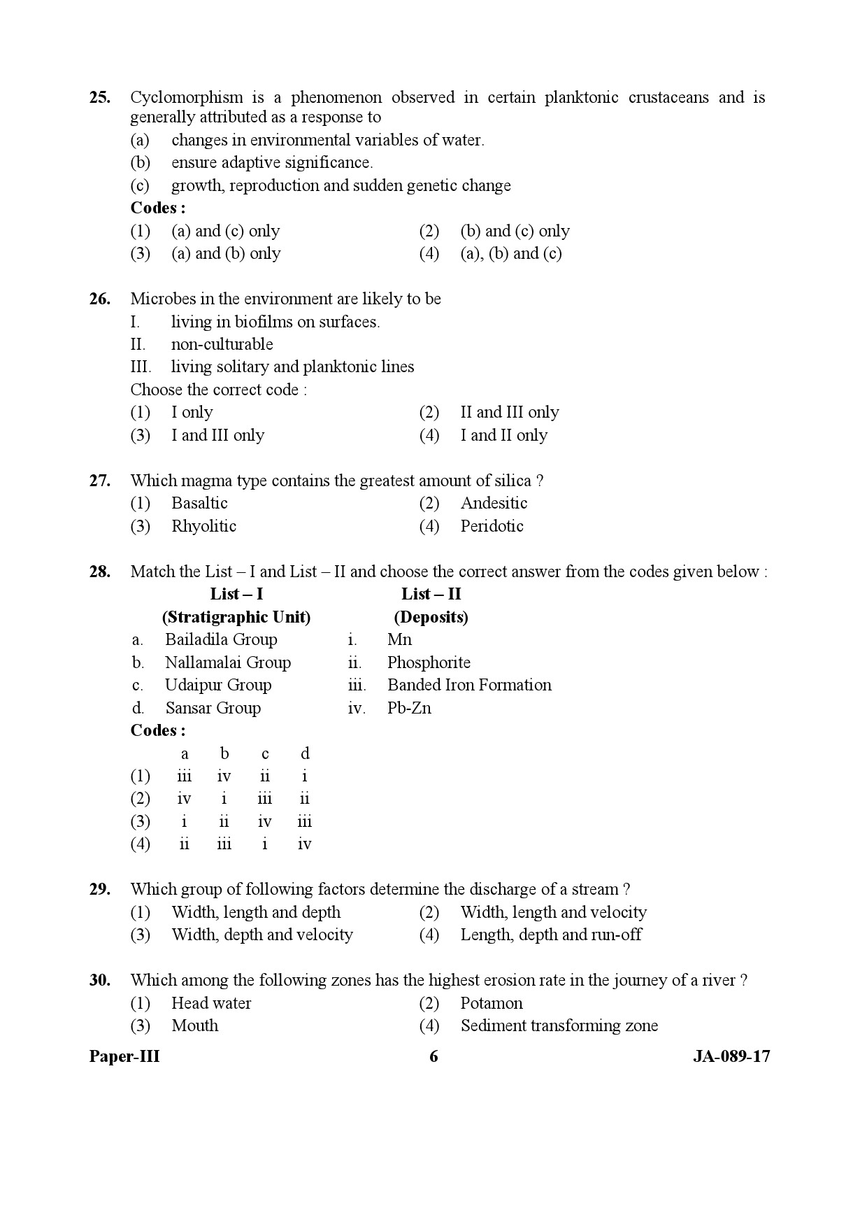 Environmental Sciences Question Paper III January 2017 6