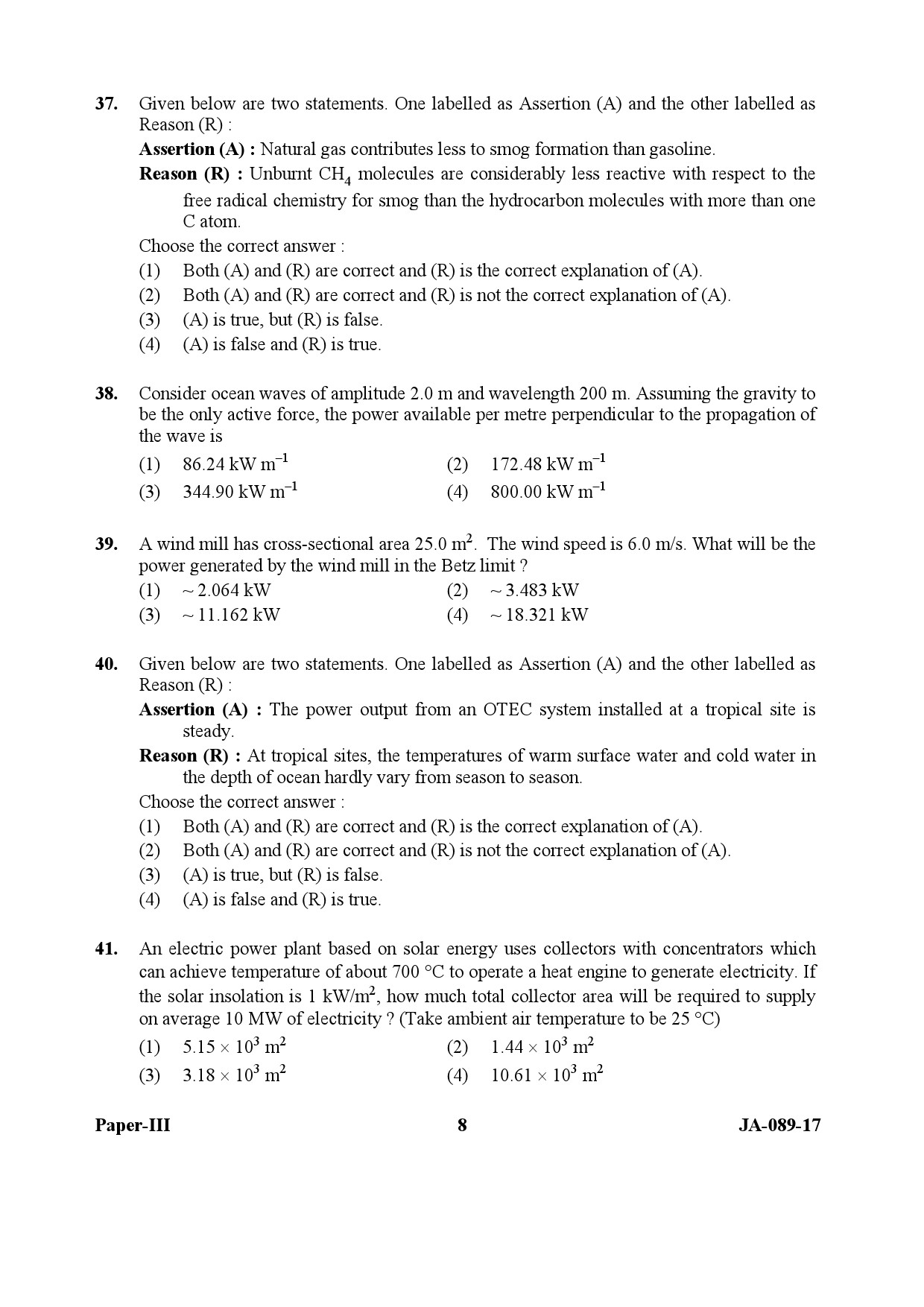 Environmental Sciences Question Paper III January 2017 8