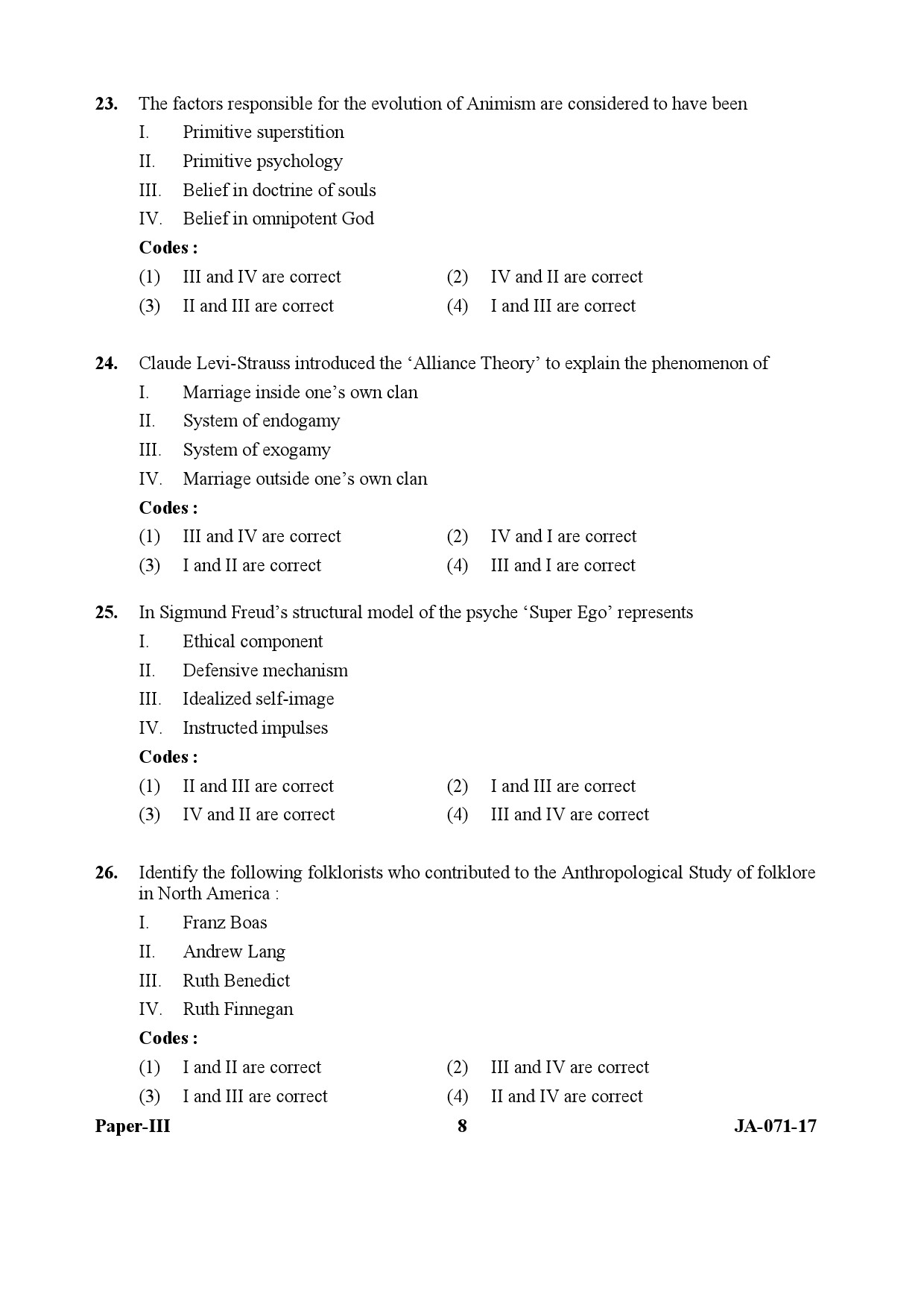 Folk Literature Paper III January 2017 in English 5