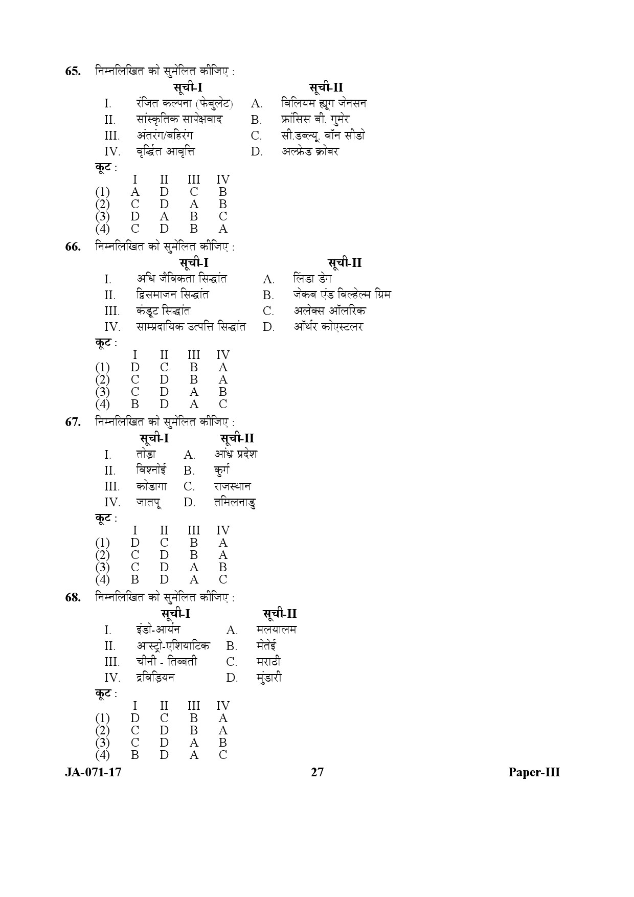 Folk Literature Paper III January 2017 in Hindi 13