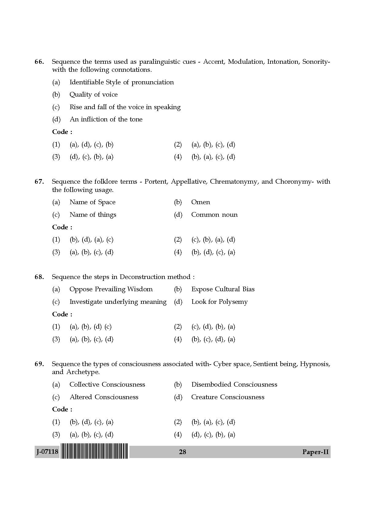 Folk Literature Question Paper II July 2018 in English 15