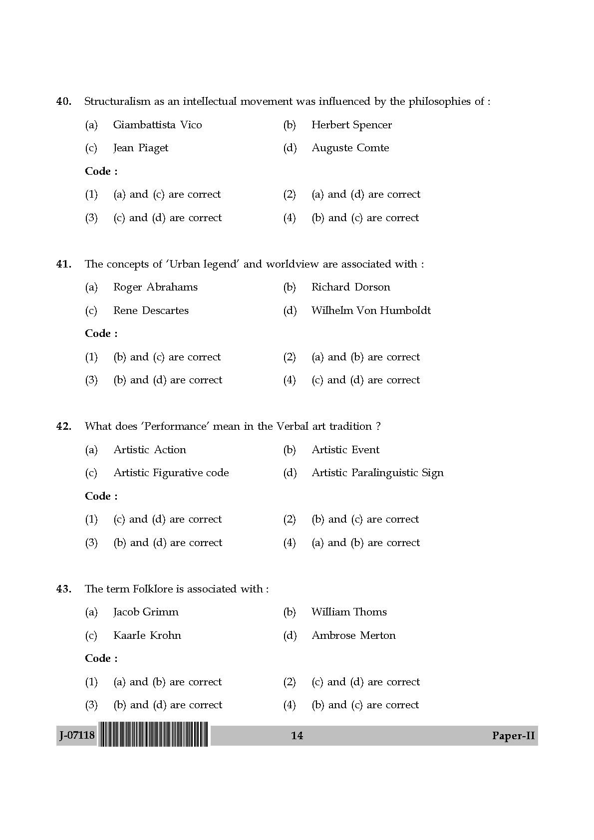 Folk Literature Question Paper II July 2018 in English 8