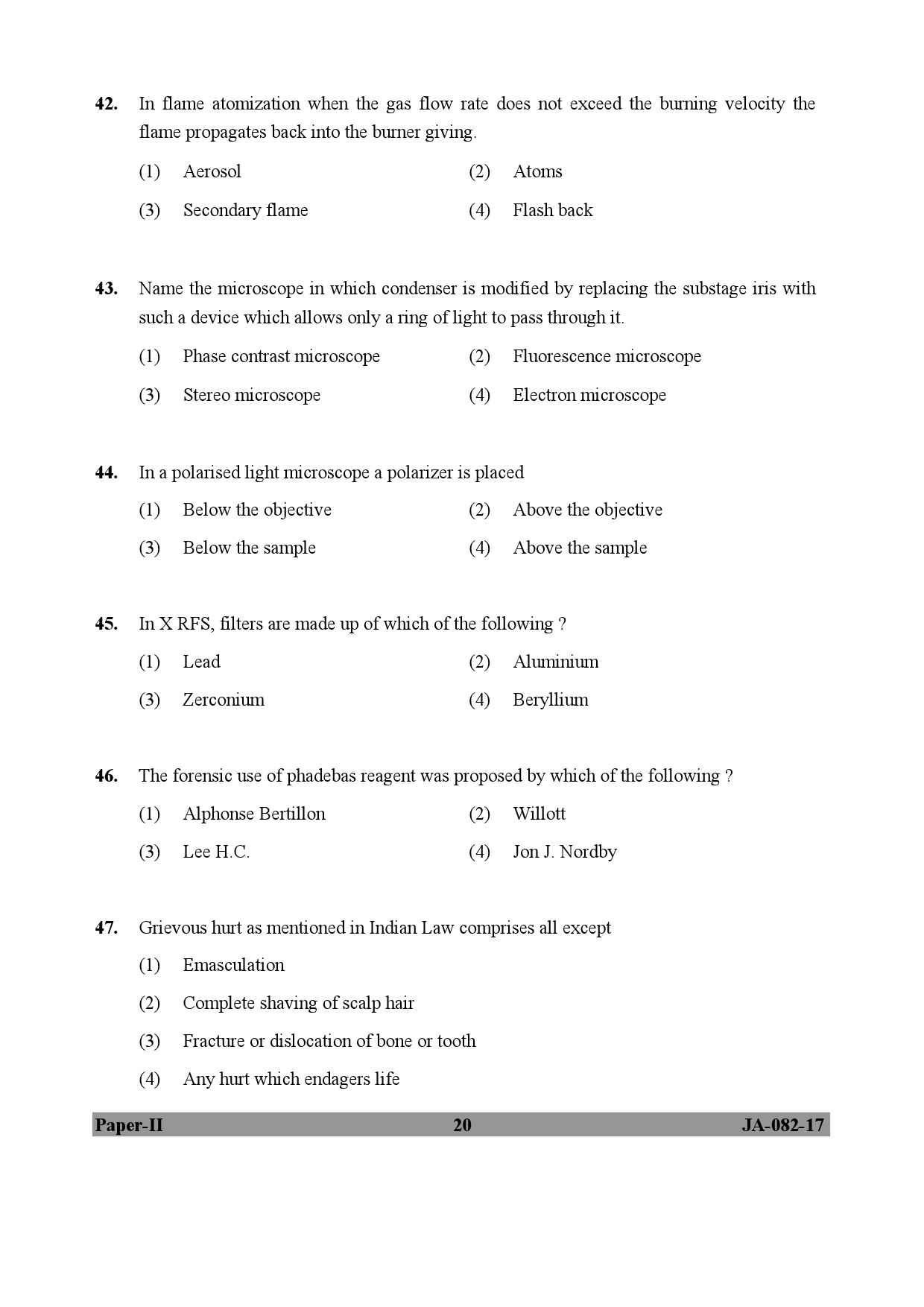 Forensic Science Paper II January 2017 in English 11