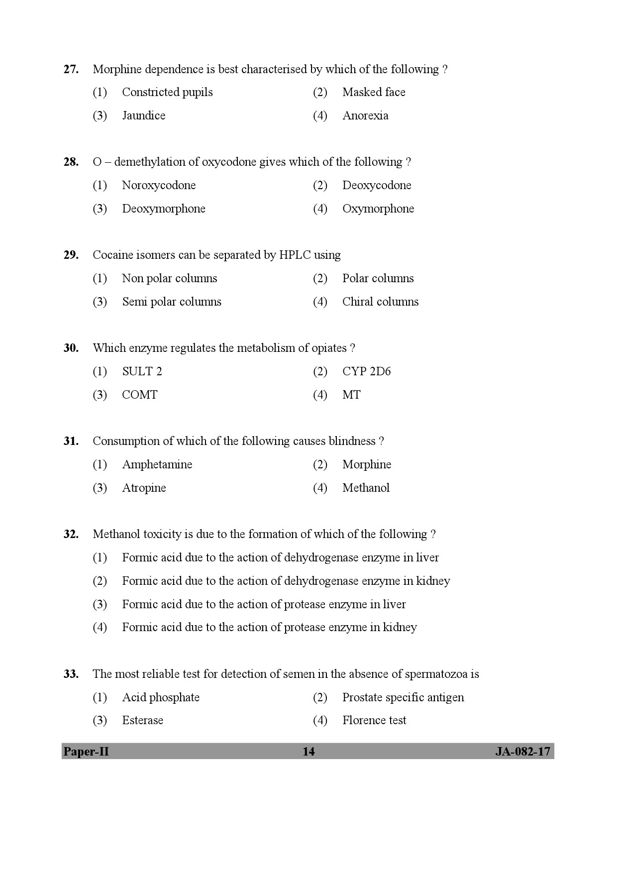 Forensic Science Paper II January 2017 in English 8