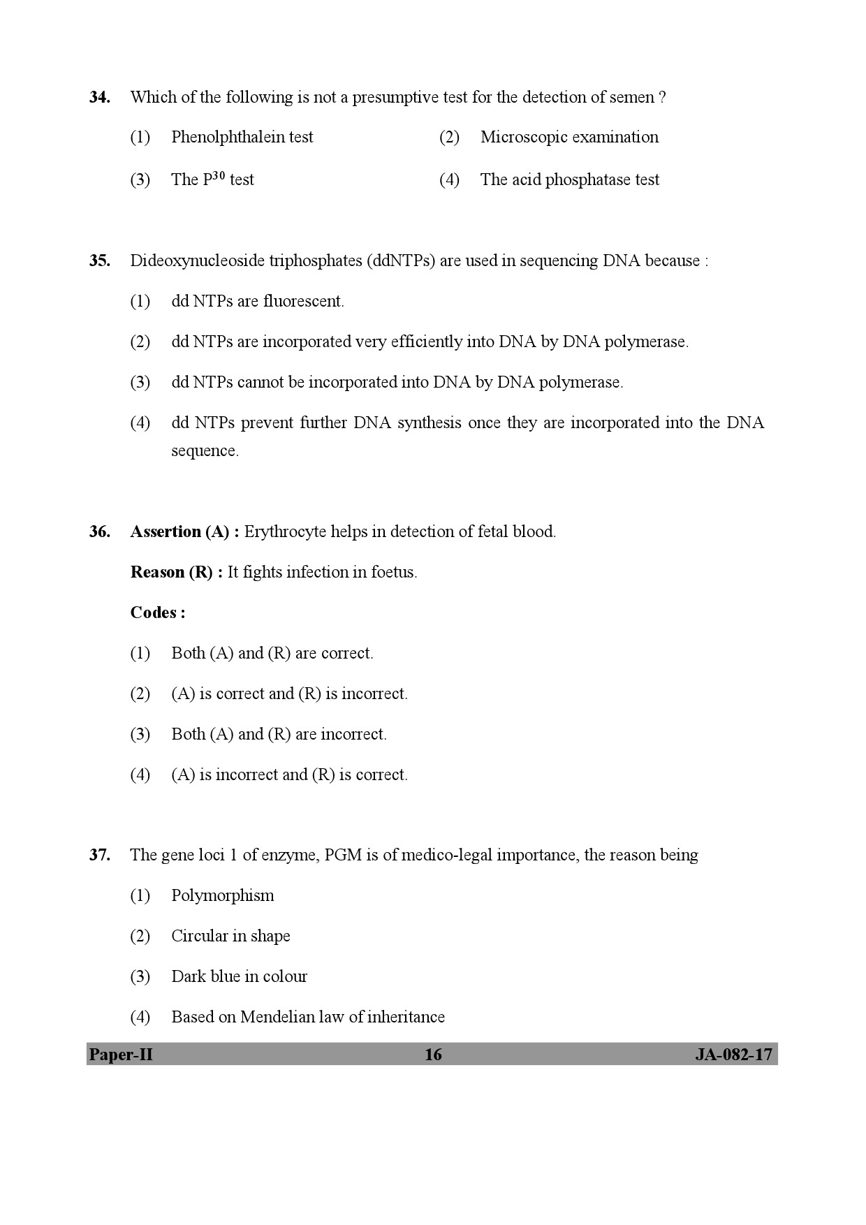 Forensic Science Paper II January 2017 in English-UGC NET Previous ...