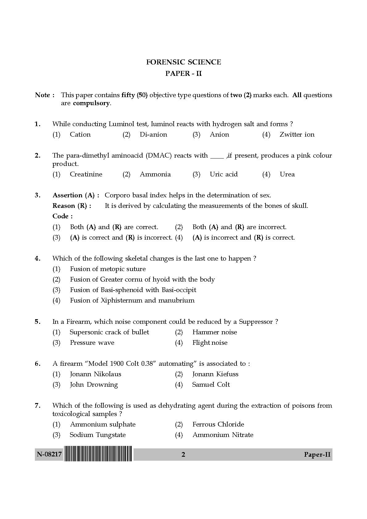 Forensic Science Paper II November 2017 in English 2