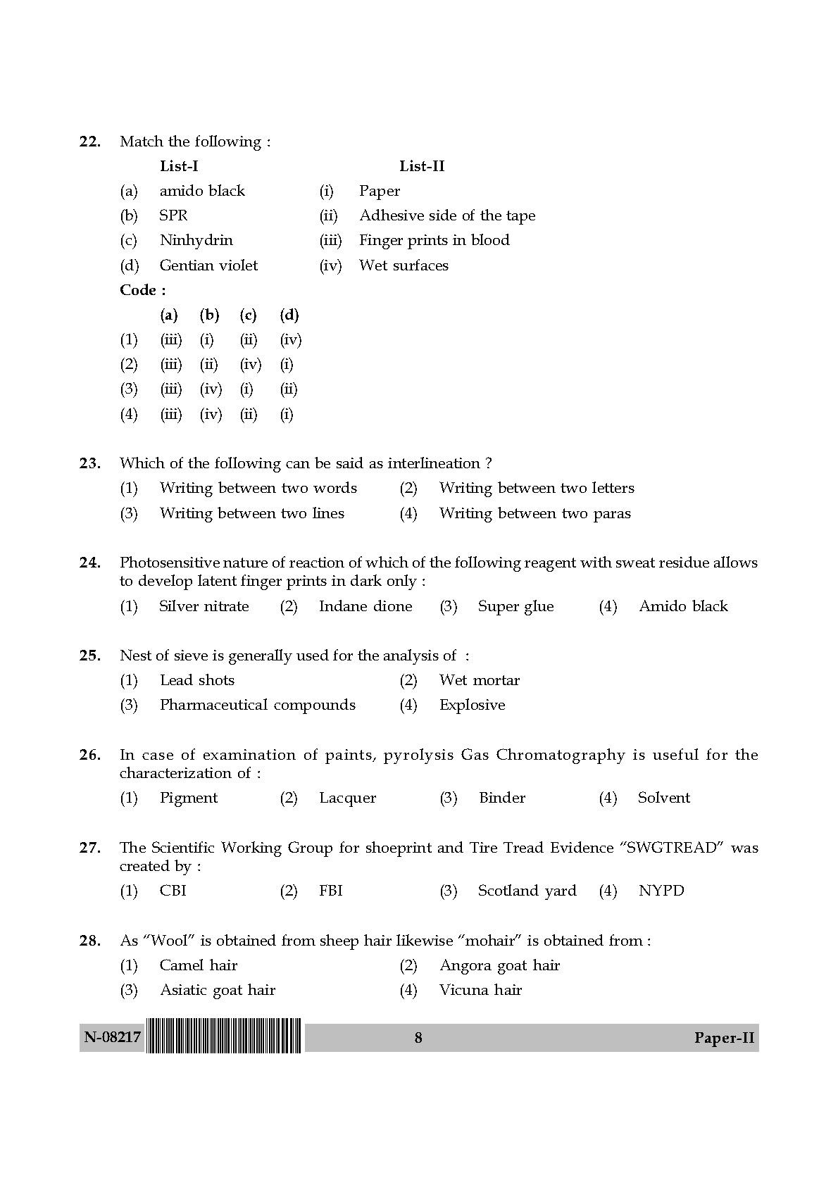 Forensic Science Paper II November 2017 in English 5