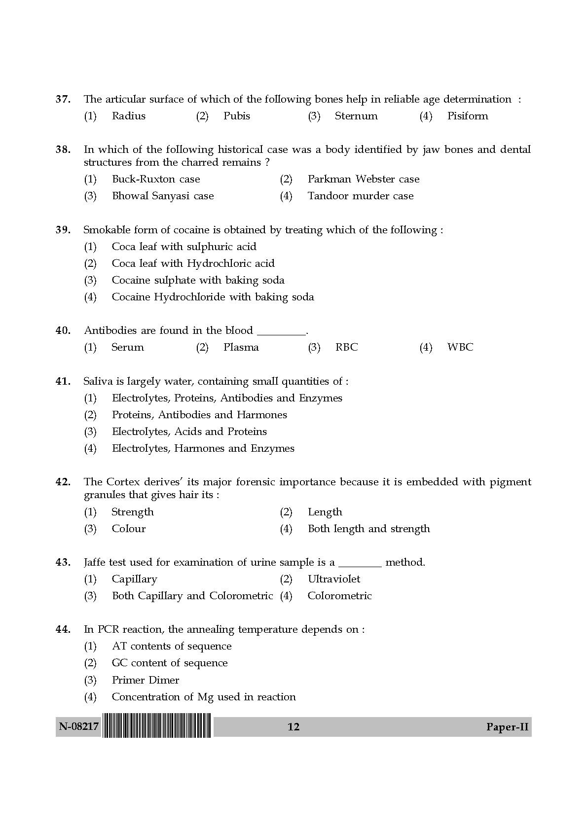 Forensic Science Paper II November 2017 in English 7