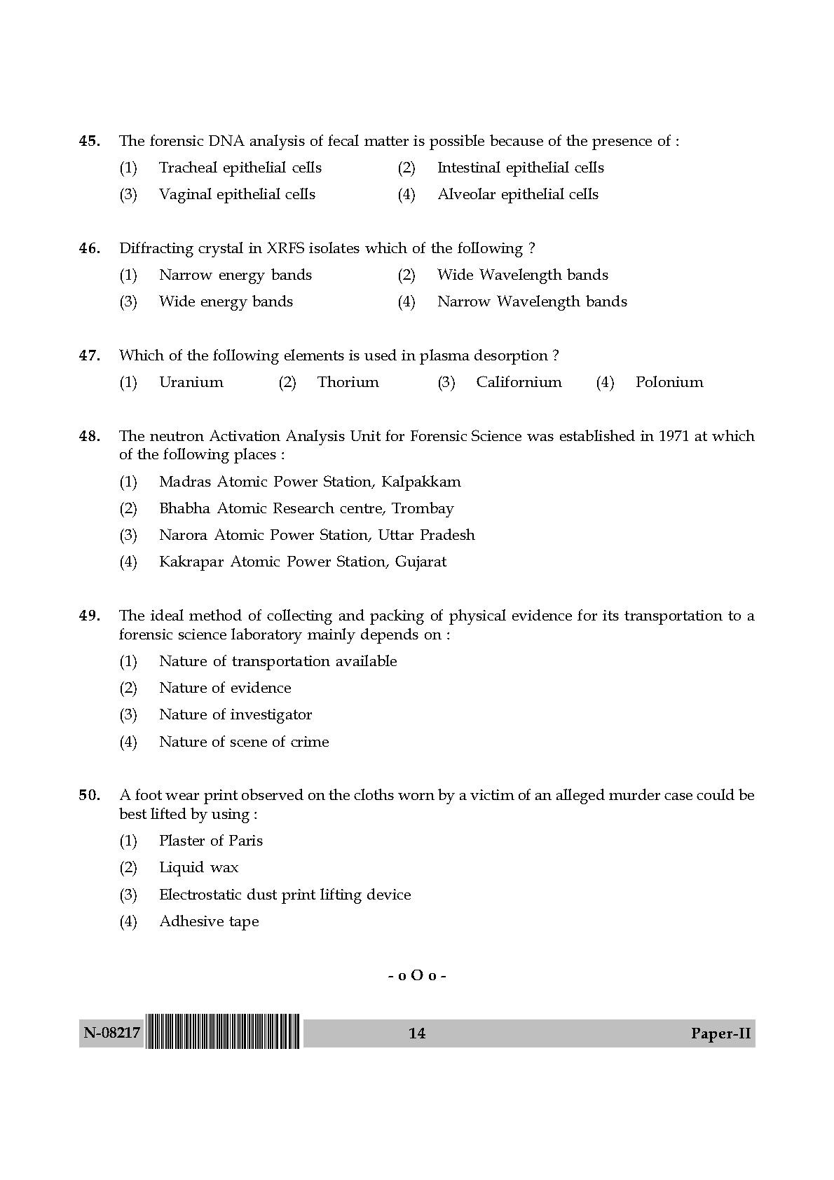 Forensic Science Paper II November 2017 in English 8