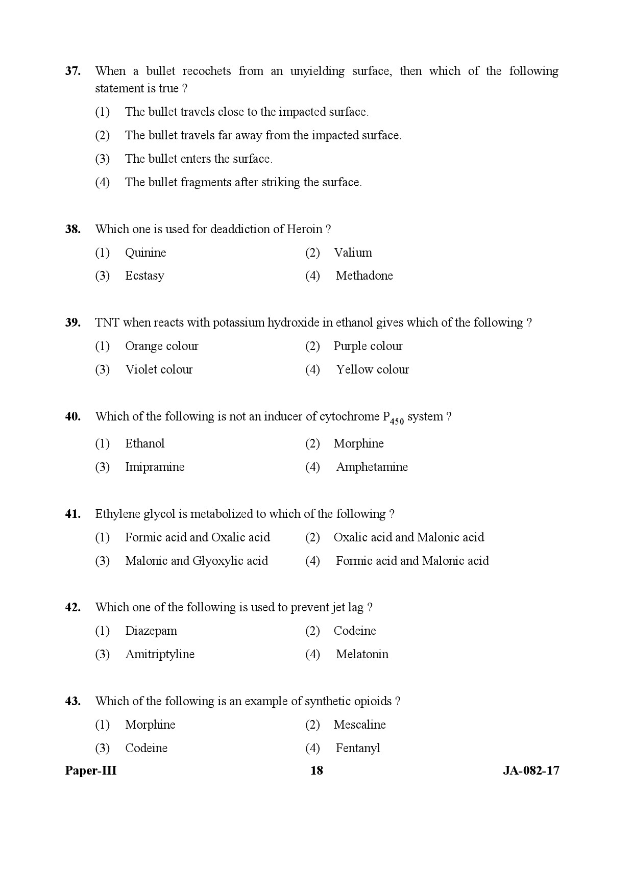 Forensic Science Paper III January 2017 in English 10