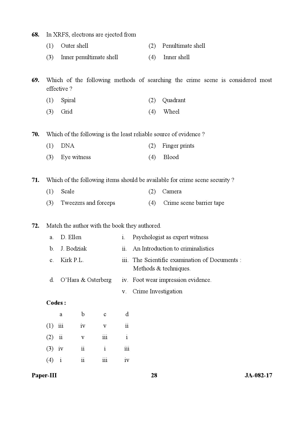 Forensic Science Paper III January 2017 in English 15