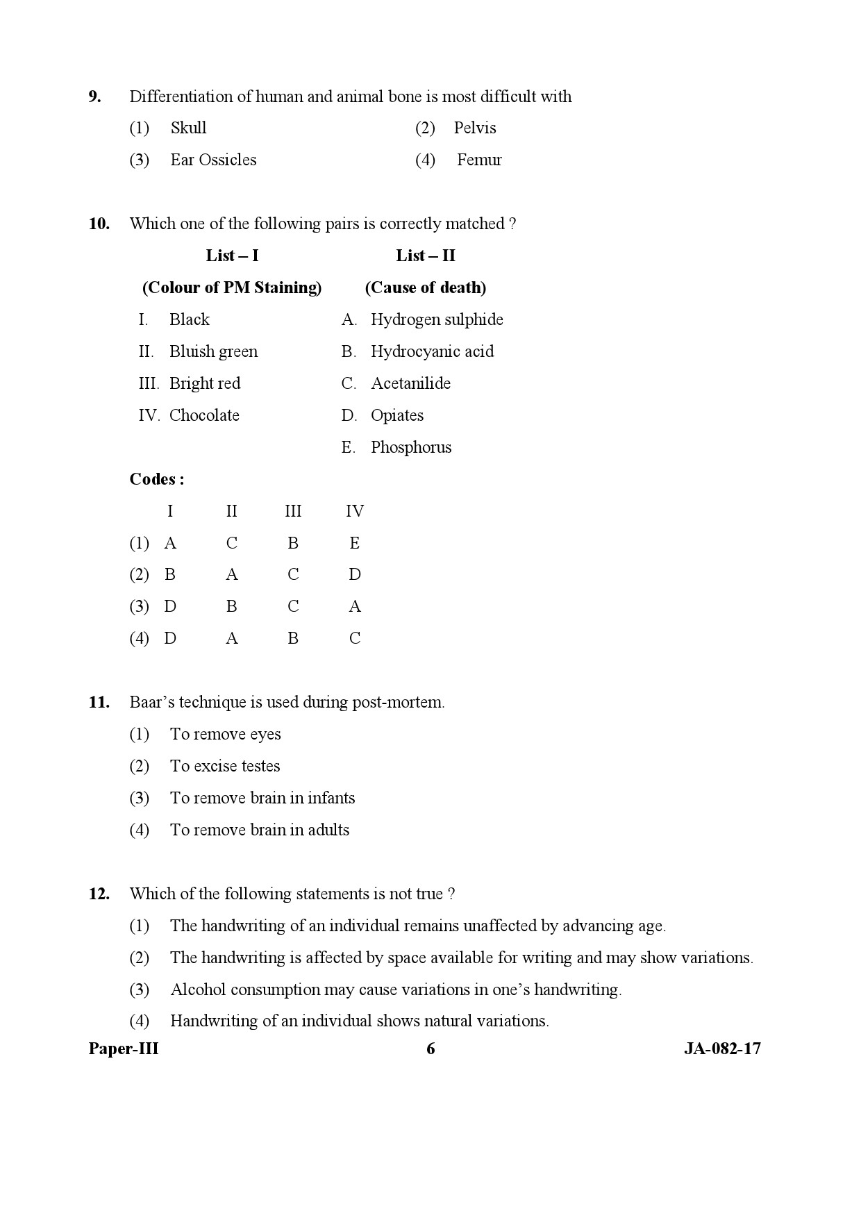 Forensic Science Paper III January 2017 in English 4