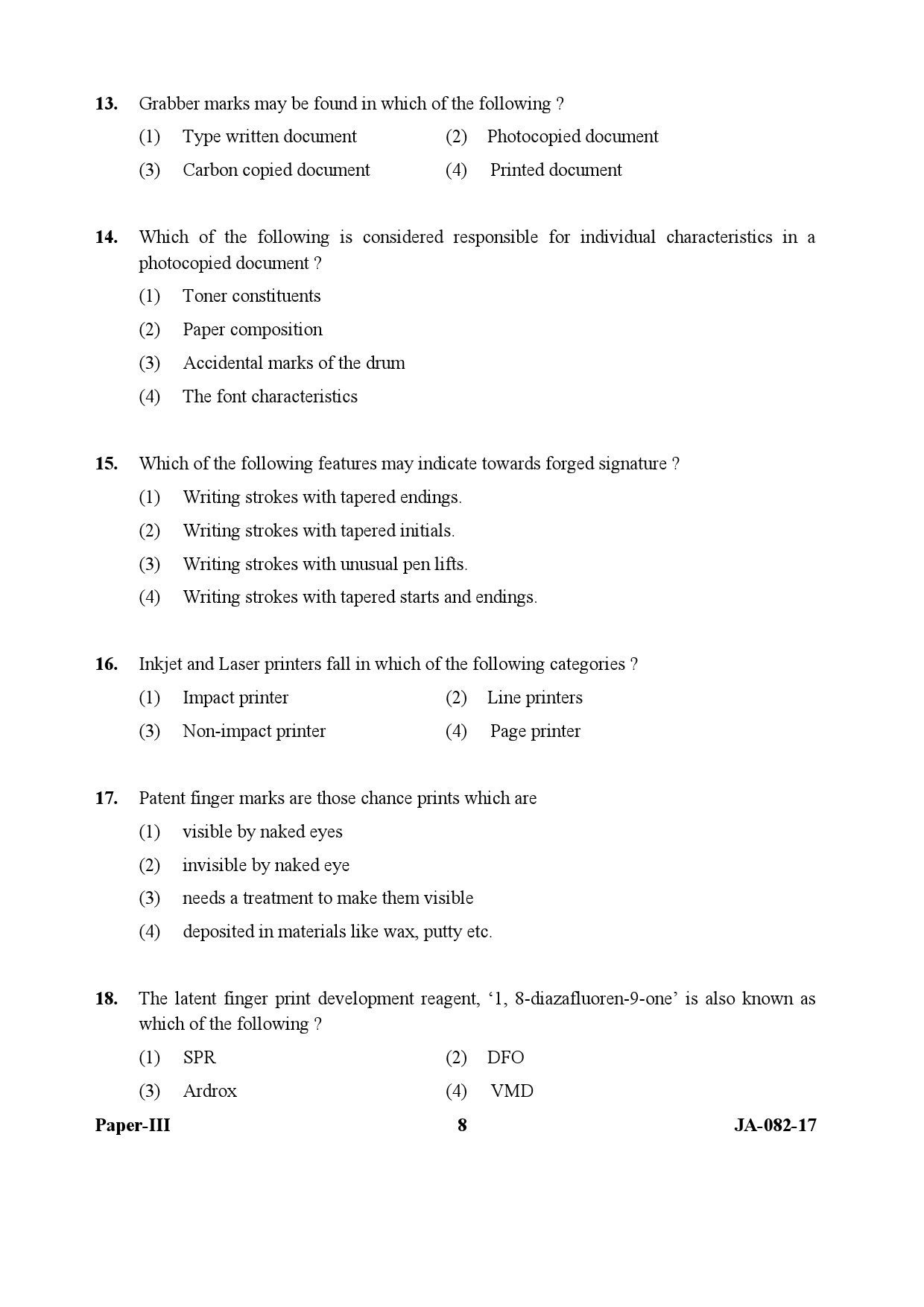 Forensic Science Paper III January 2017 in English 5