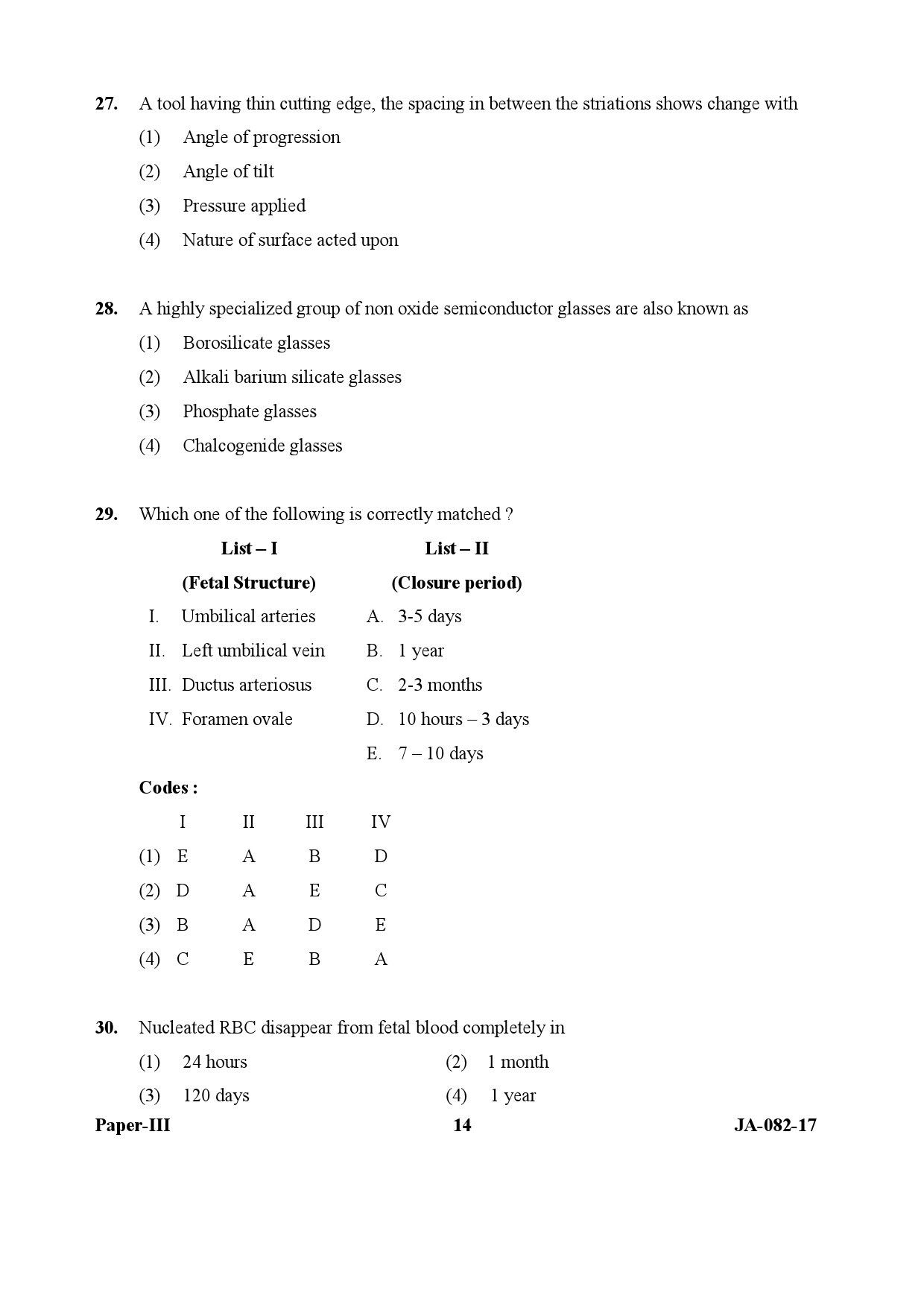 Forensic Science Paper III January 2017 in English 8