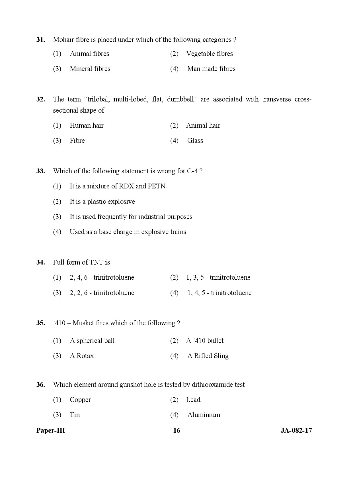 Forensic Science Paper III January 2017 in English 9