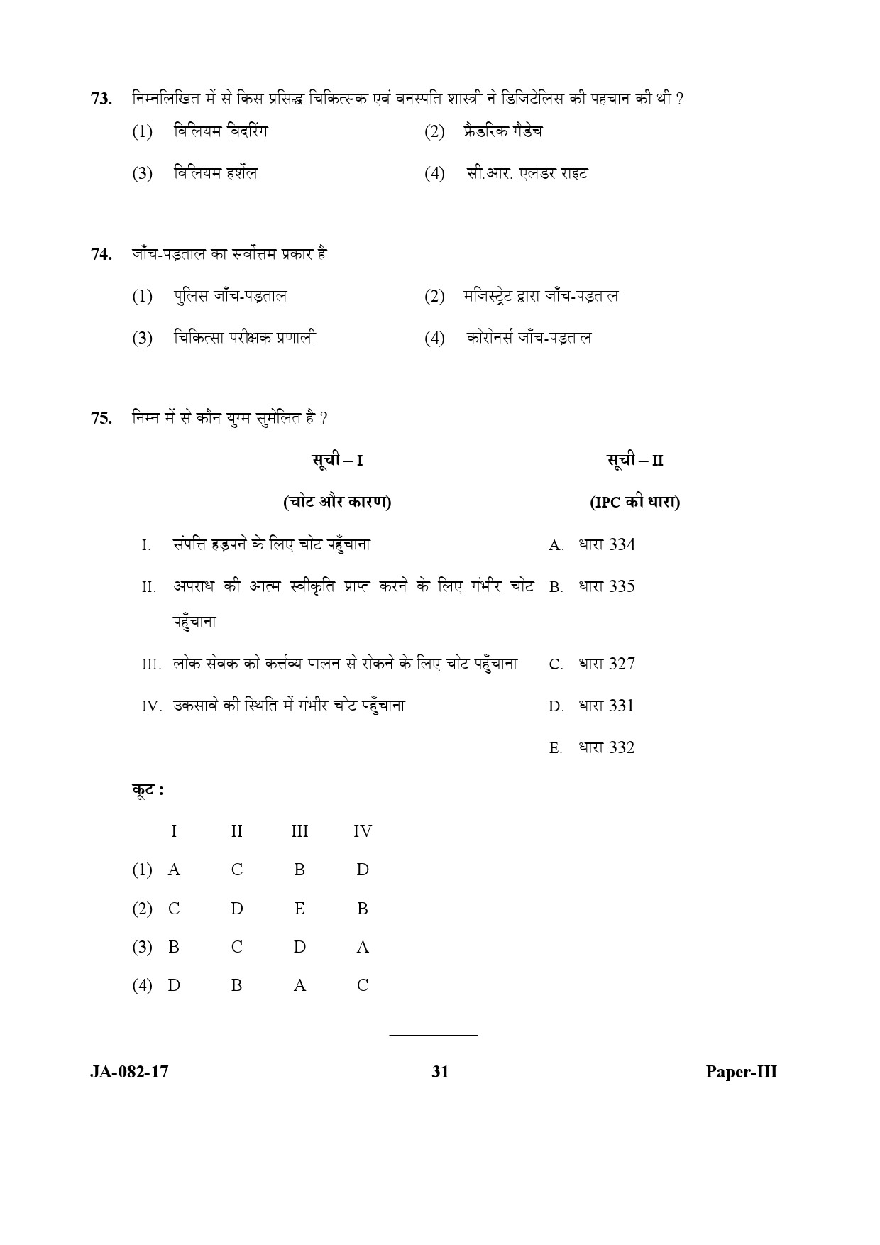 Forensic Science Paper III January 2017 in Hindi 15