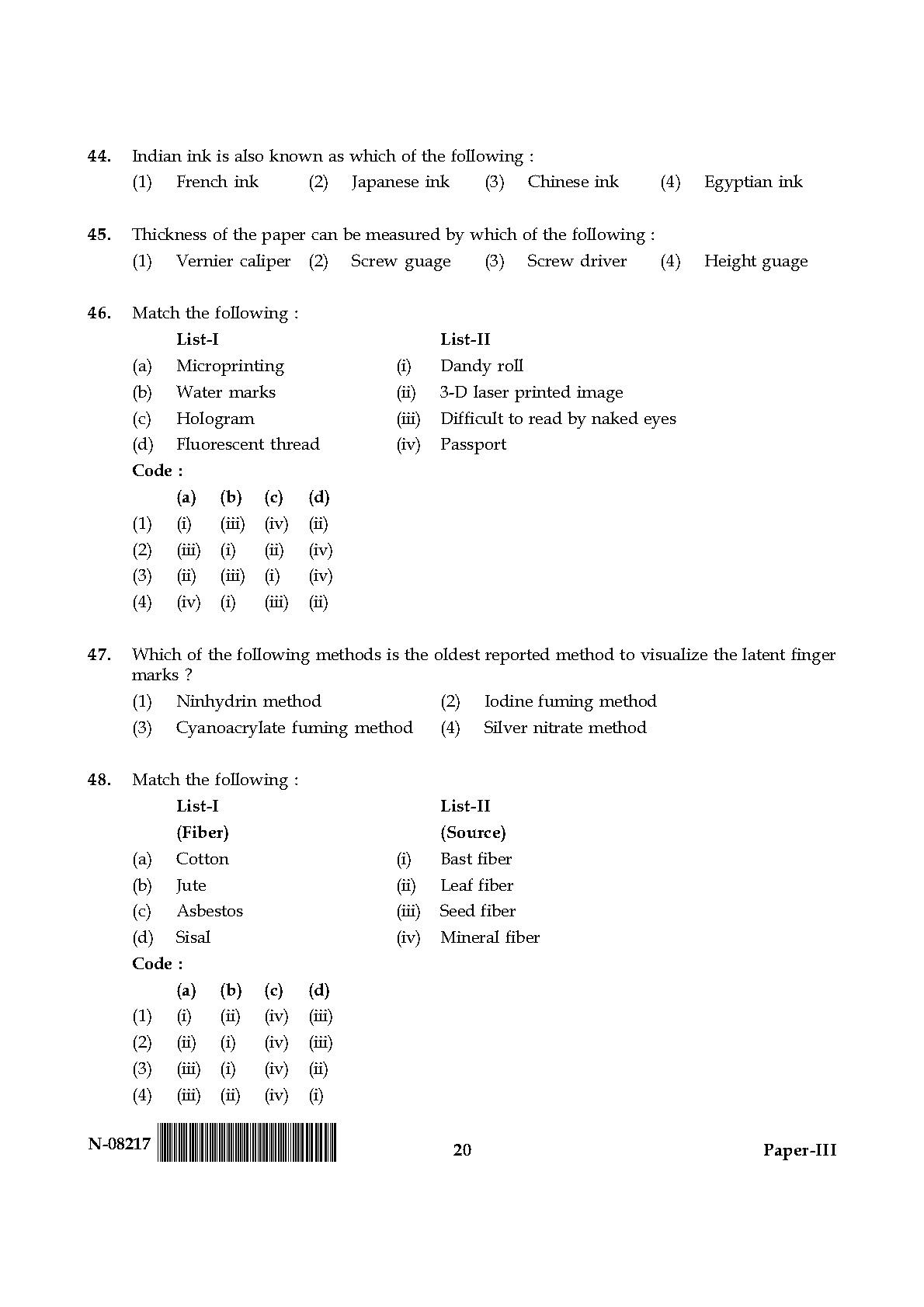 Forensic Science Paper III November 2017 in English 11