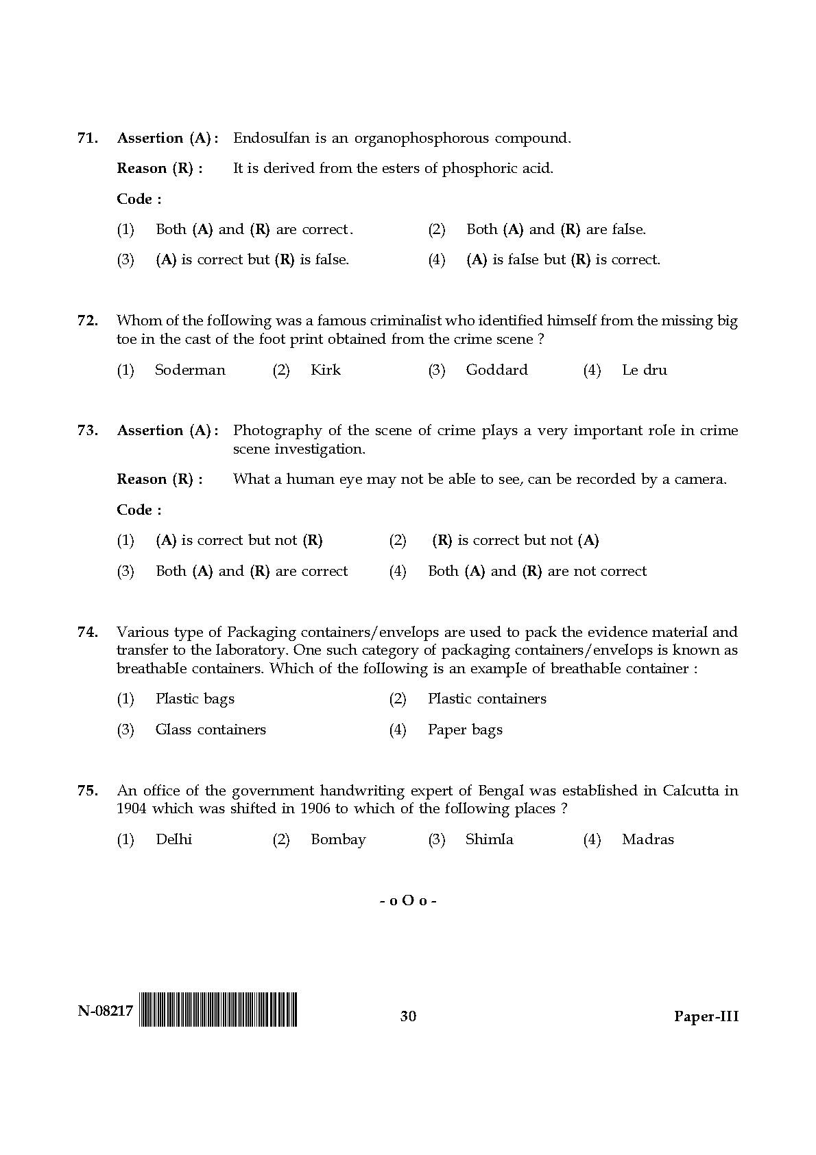 Forensic Science Paper III November 2017 in English 16