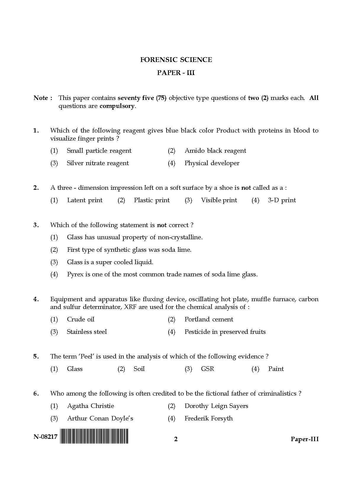 Forensic Science Paper III November 2017 in English 2