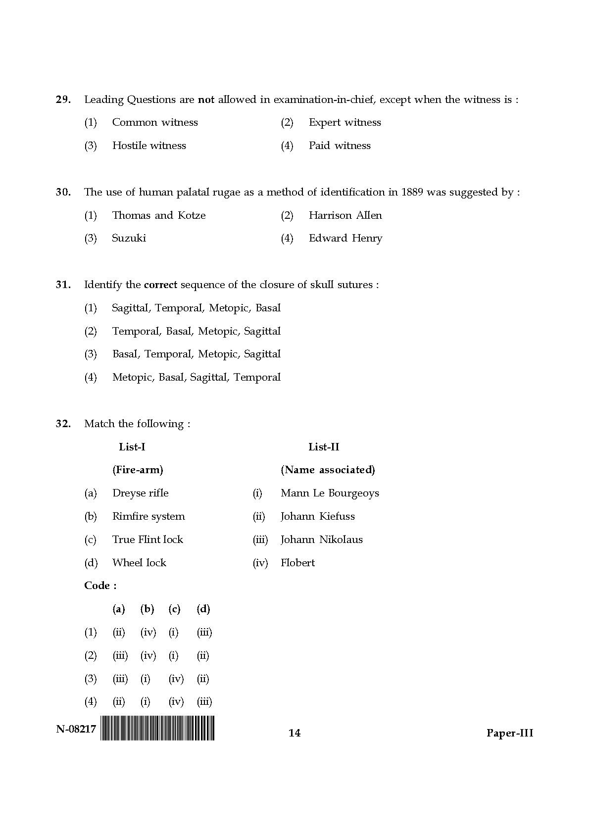 Forensic Science Paper III November 2017 in English 8