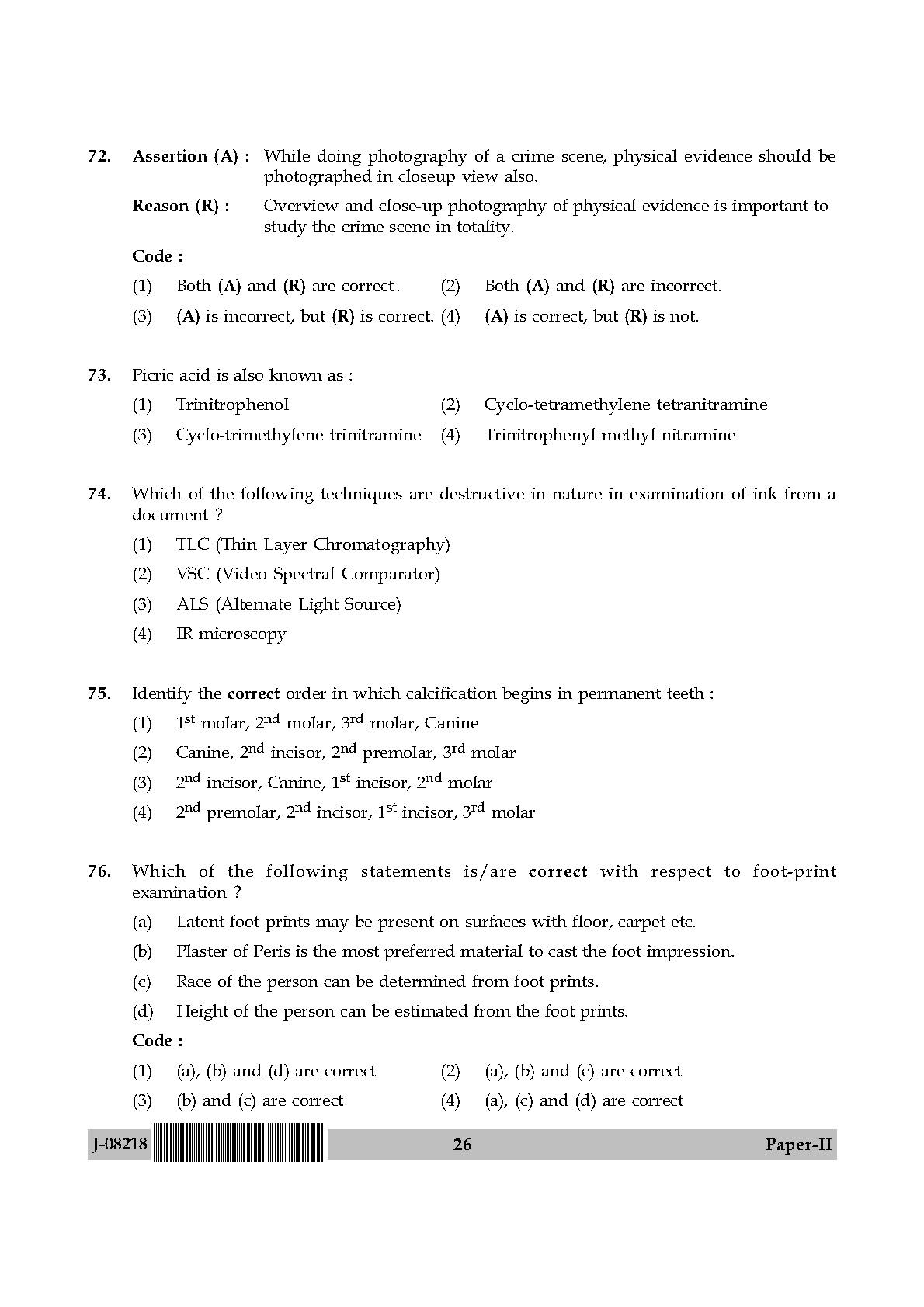 Forensic Science Question Paper II July 2018 in English 14