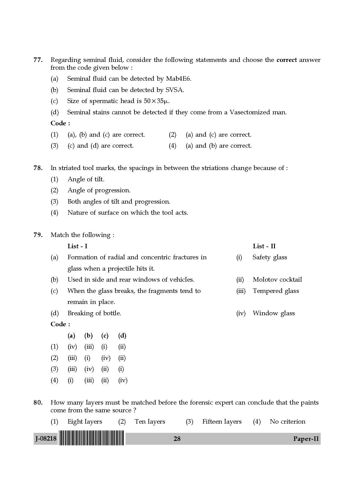 Forensic Science Question Paper II July 2018 in English 15