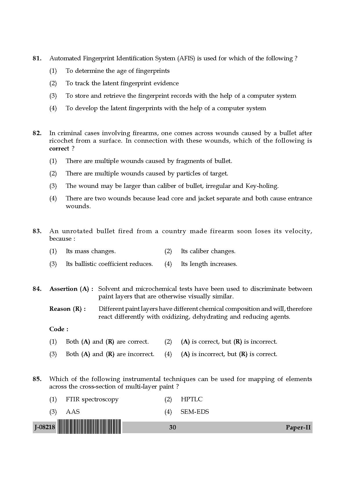 Forensic Science Question Paper II July 2018 in English 16