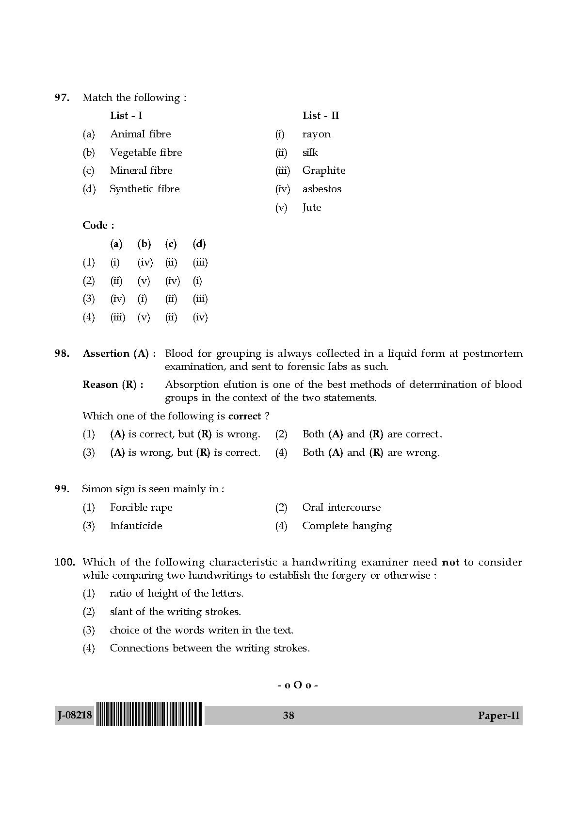 Forensic Science Question Paper II July 2018 in English 20