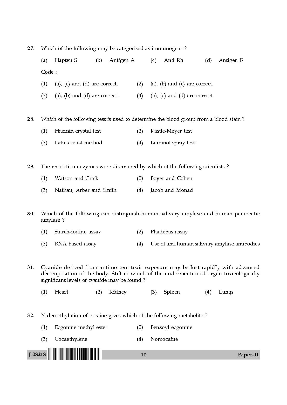 Forensic Science Question Paper II July 2018 in English 6