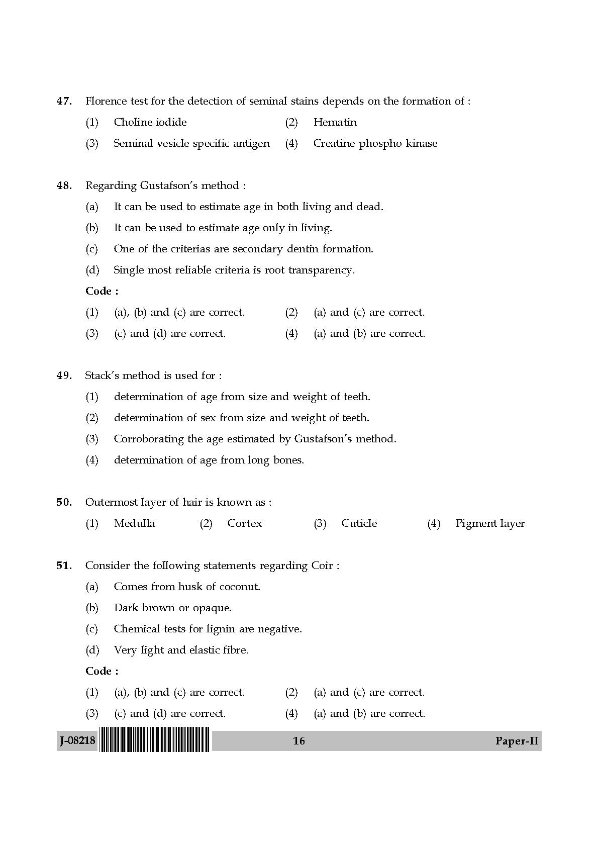 Forensic Science Question Paper II July 2018 in English 9