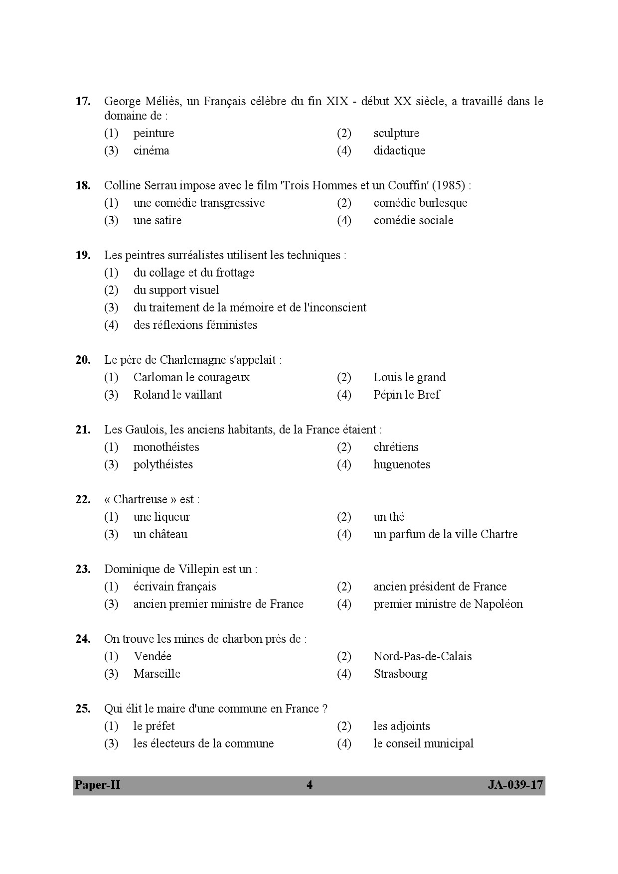 French Question Paper II January 2017 4