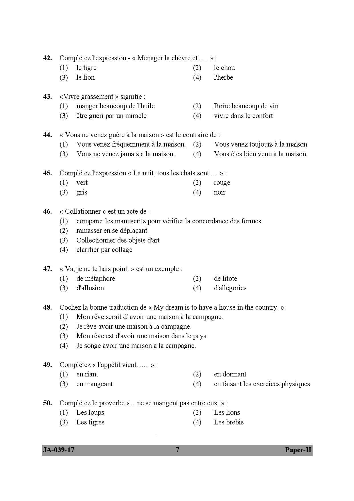 French Question Paper II January 2017 7