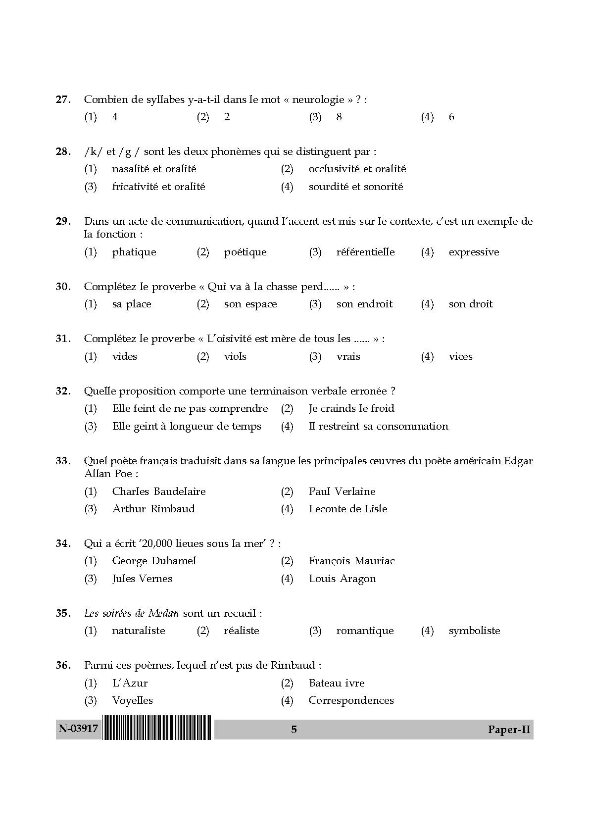 French Question Paper II November 2017 5