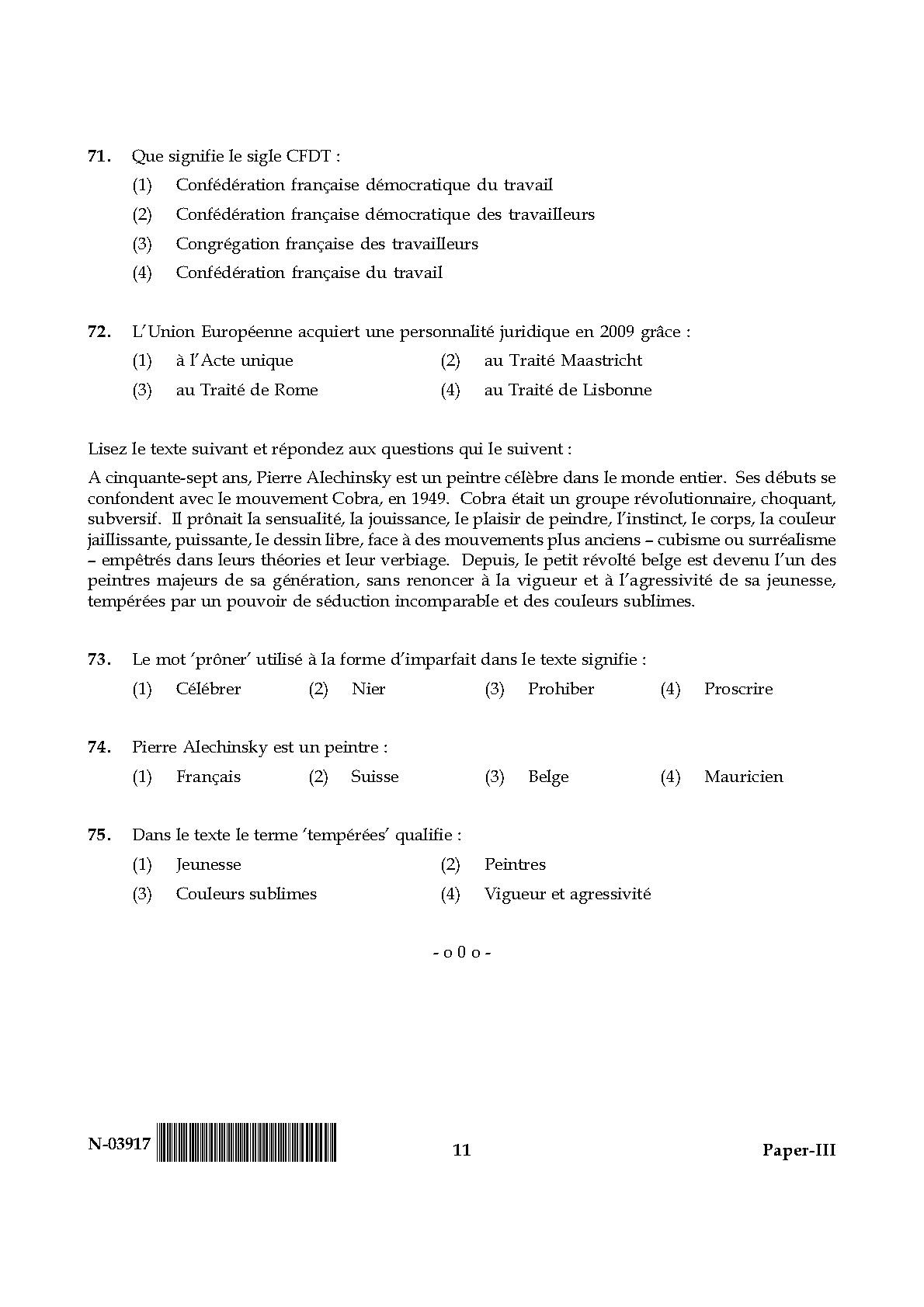 French Question Paper III November 2017 11