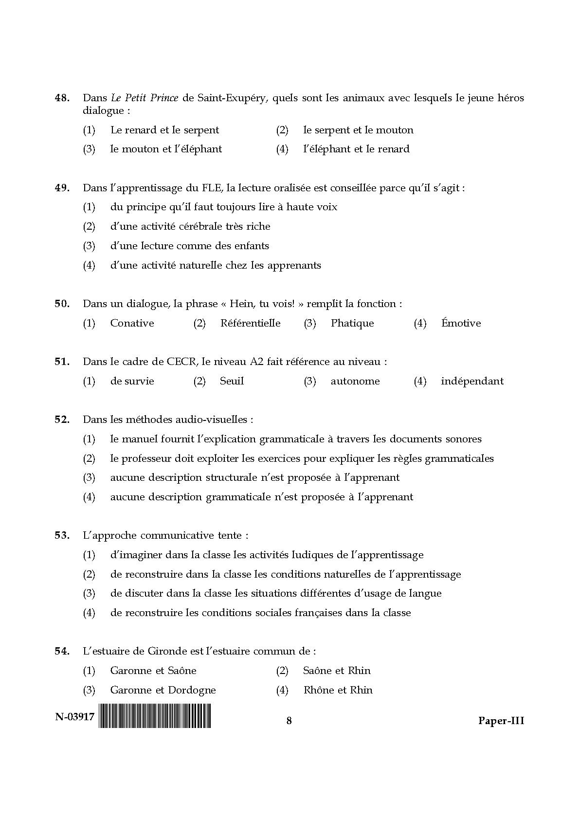 French Question Paper III November 2017 8