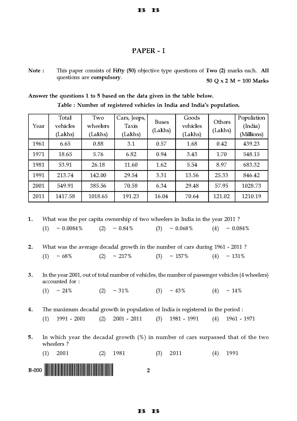 General Paper I Set B November 2017 in English 2