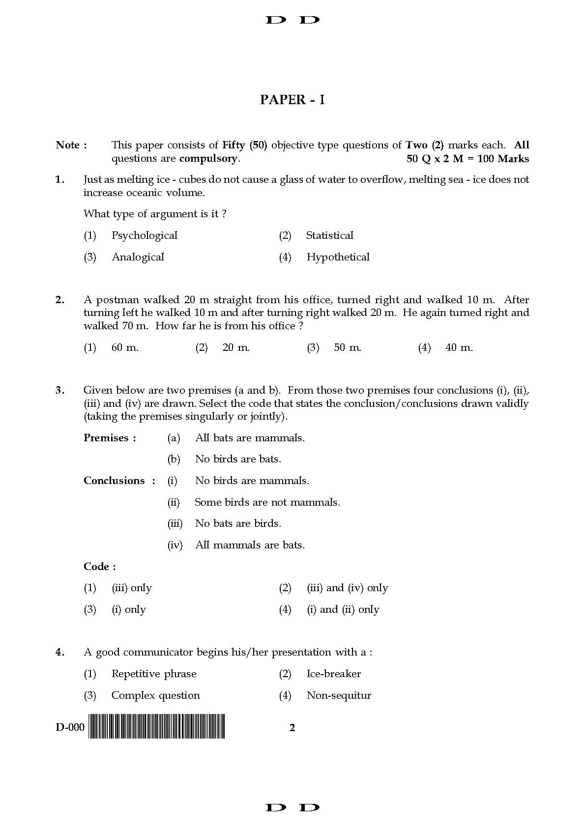 General Paper I Set D November 2017 in English 2