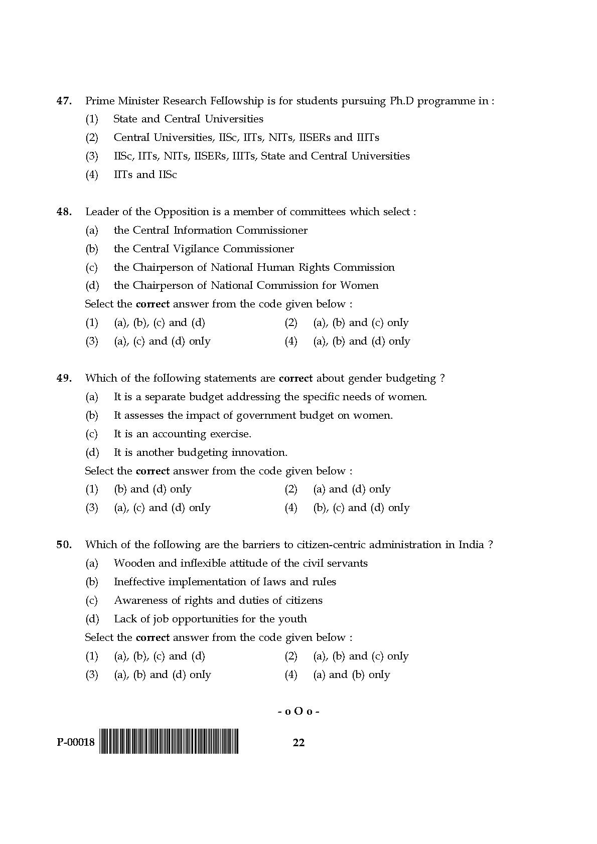 General Paper I Set P July 2018 in English 12