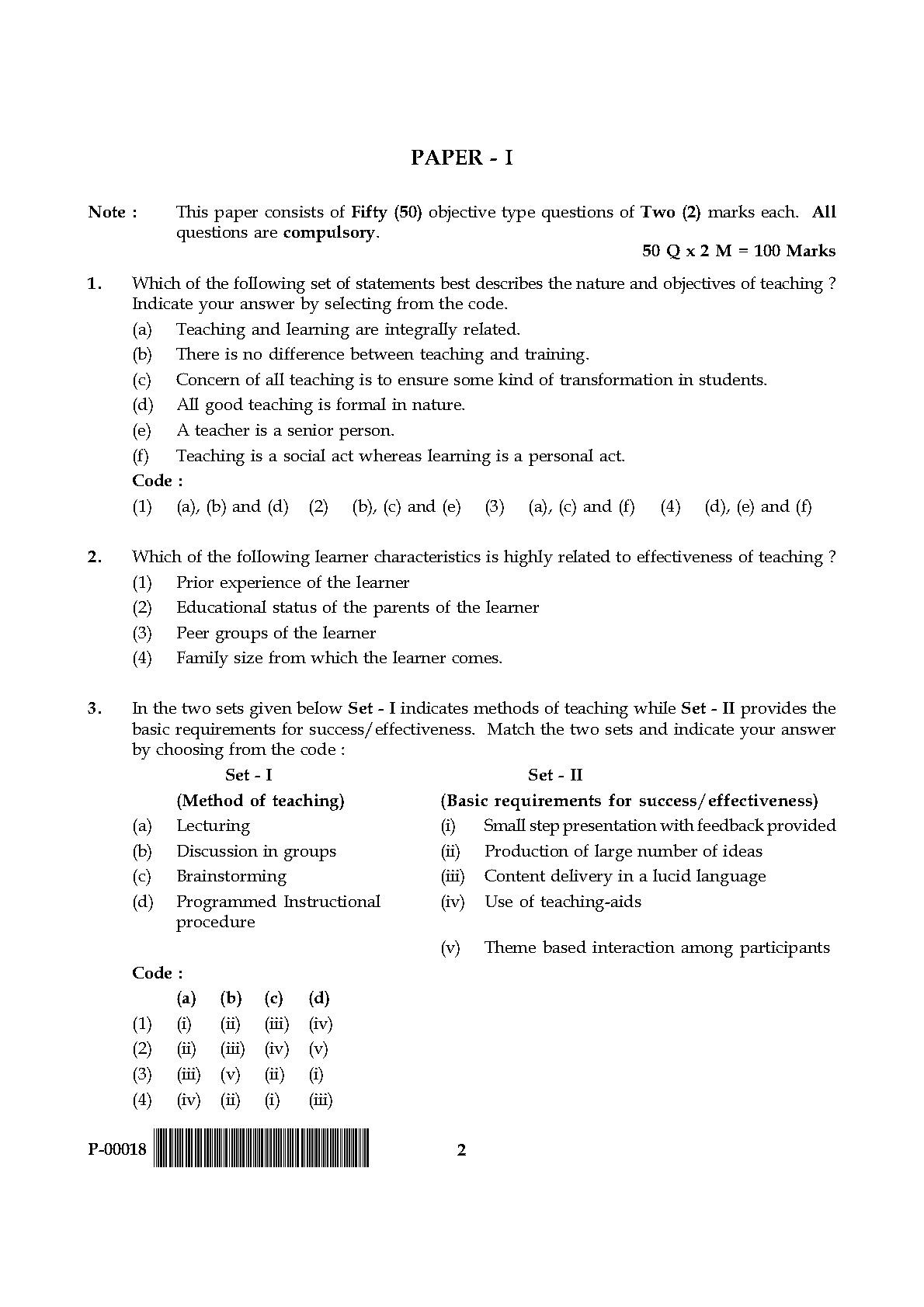 General Paper I Set P July 2018 in English 2