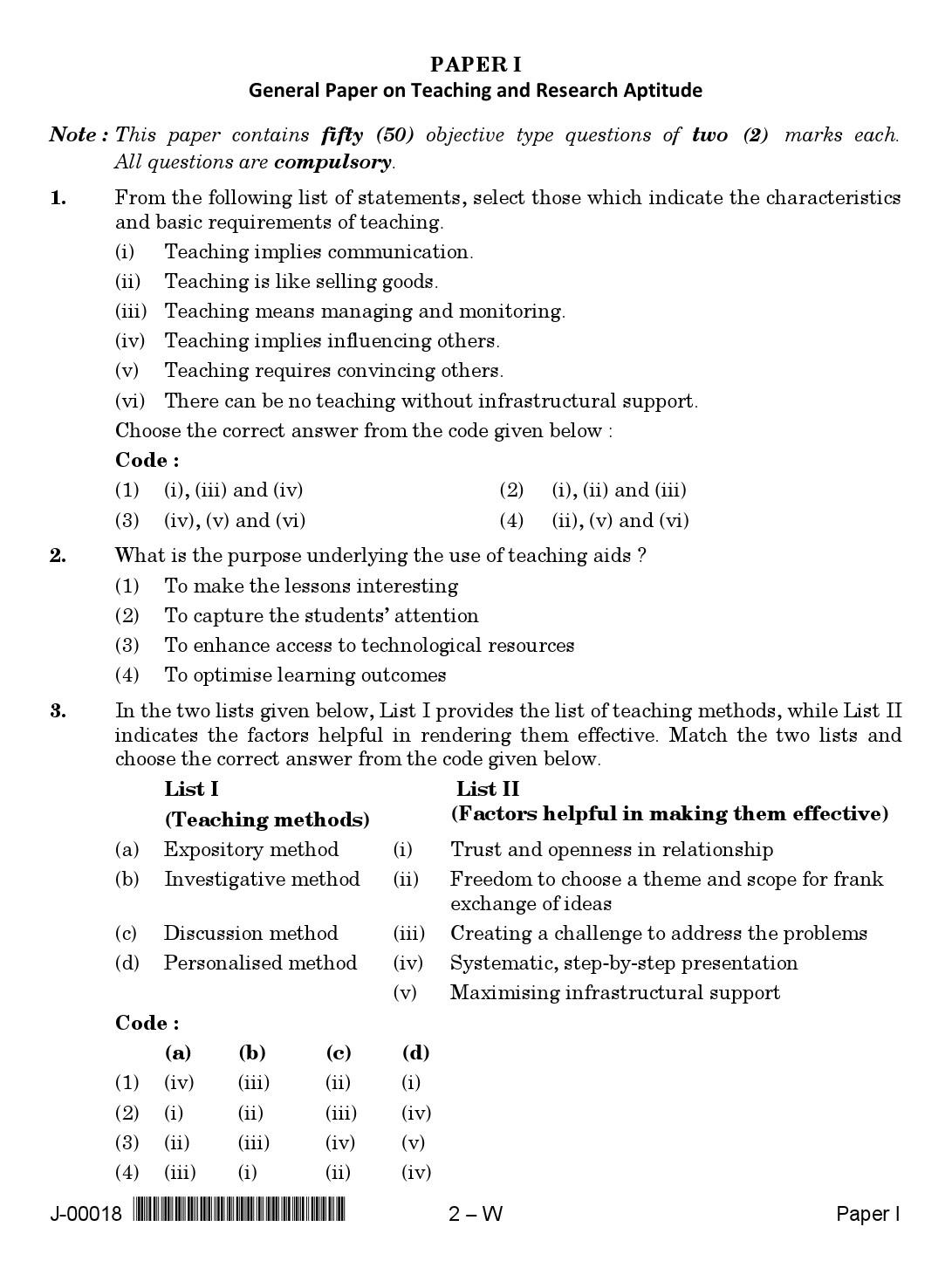 General Paper I Set W July 2018 in English 2