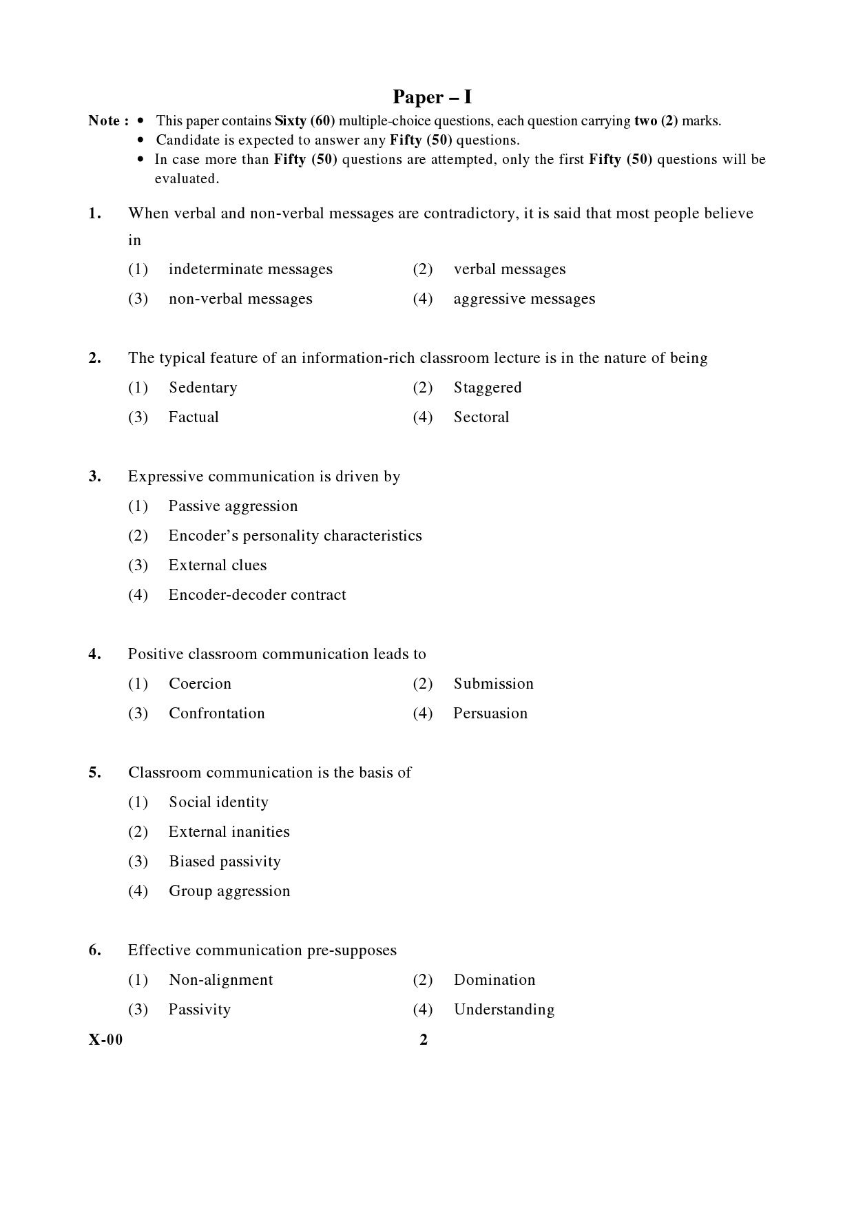 General Paper I Set X January 2017 in English 2