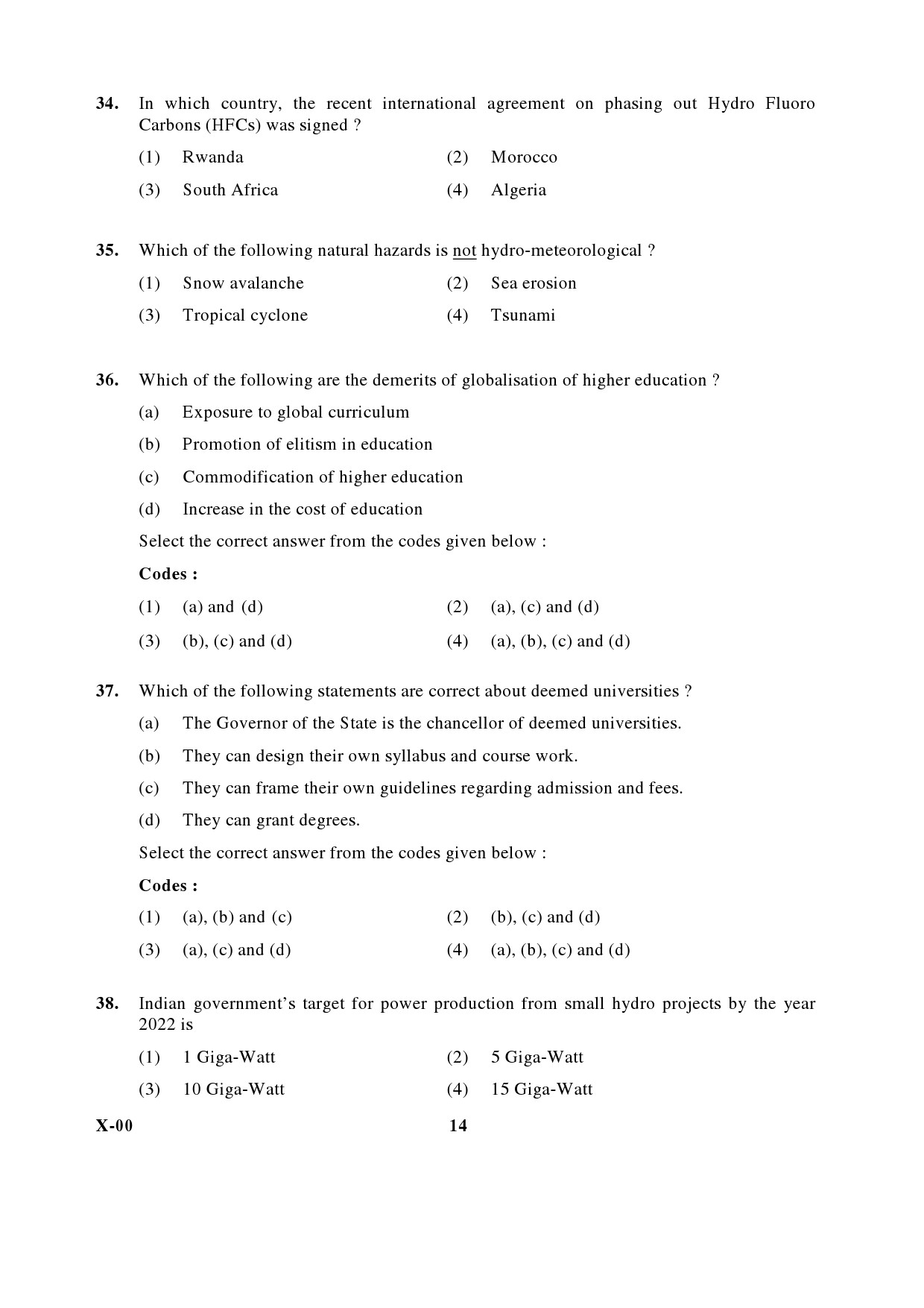 General Paper I Set X January 2017 in English 8