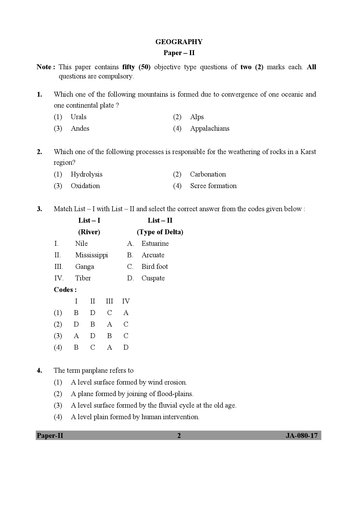 Geography Paper II January 2017 in English 2