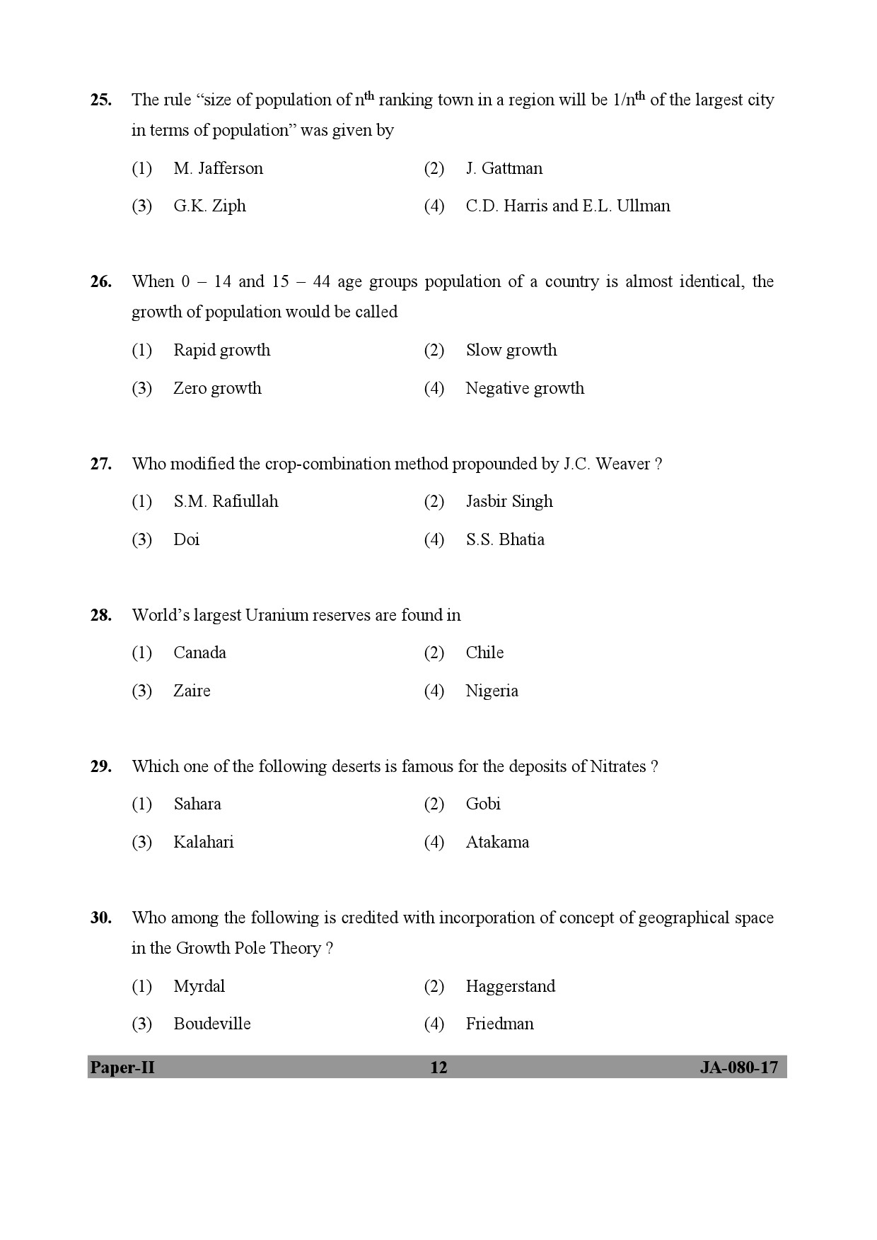 Geography Paper II January 2017 in English 7