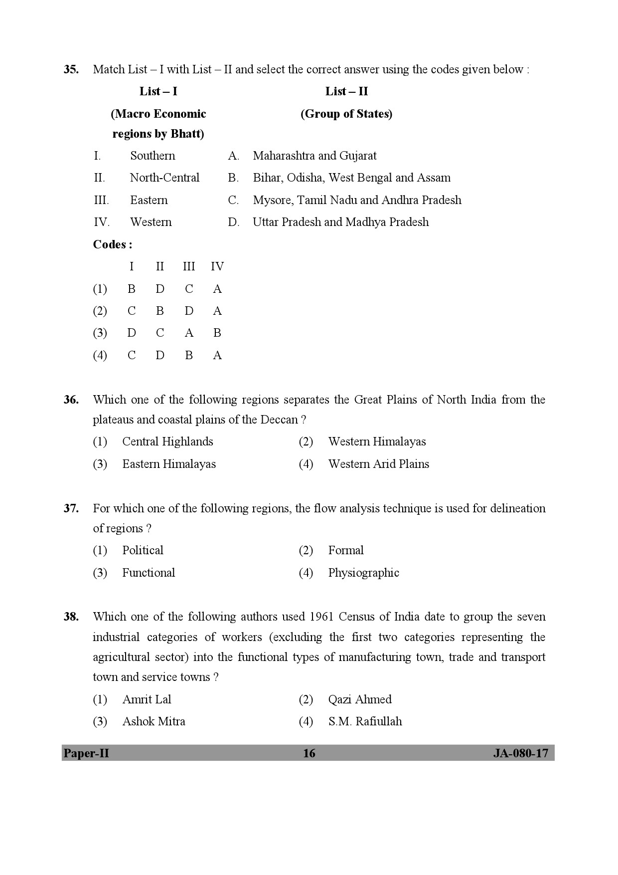 Geography Paper II January 2017 in English 9