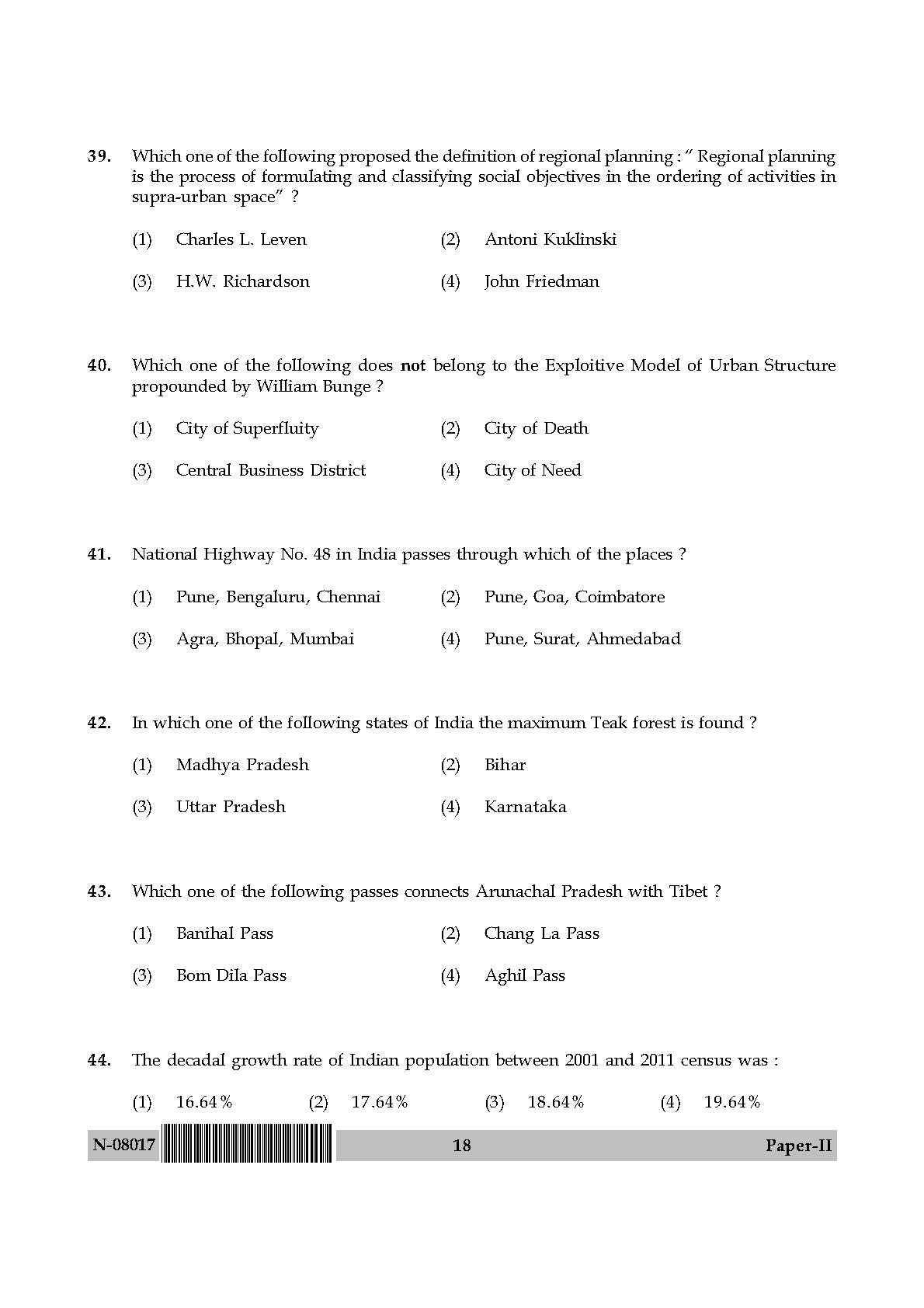 Geography Paper II November 2017 in English 10