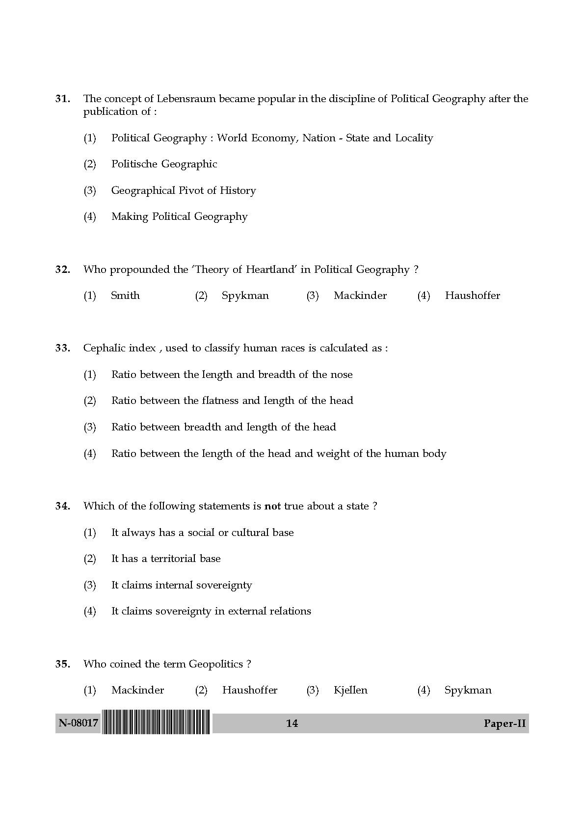 Geography Paper II November 2017 in English 8